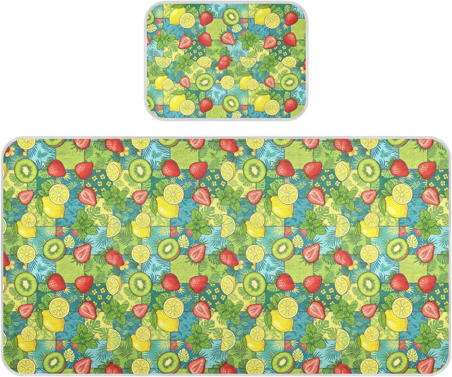 Baby Cooling Mat Tropical Fruits Ice Silk Breathable Mesh Summer Crib Mattress Pad with Pillowcase, Soft Cooling Sleeping Surface for Infant & Toddler, 52"x28"