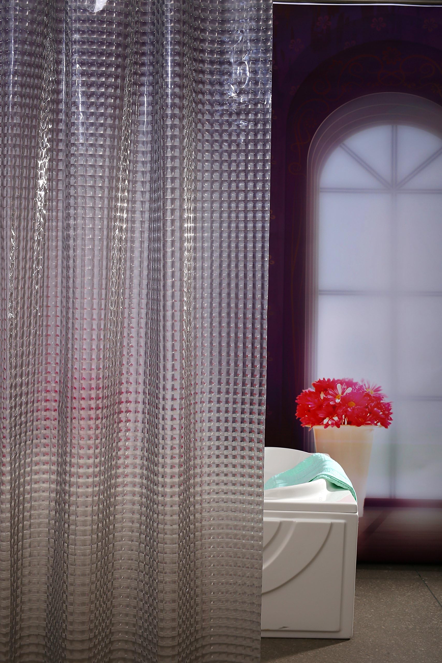Gemdale EVA Waterproof Mildew Resistant Shower Curtain Liner, Grey Translucent Cat Eyes Shower Curtains
