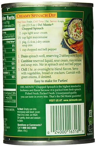 Miniatura 4 de Del Monte Espinacas picadas, 13.5 onzas