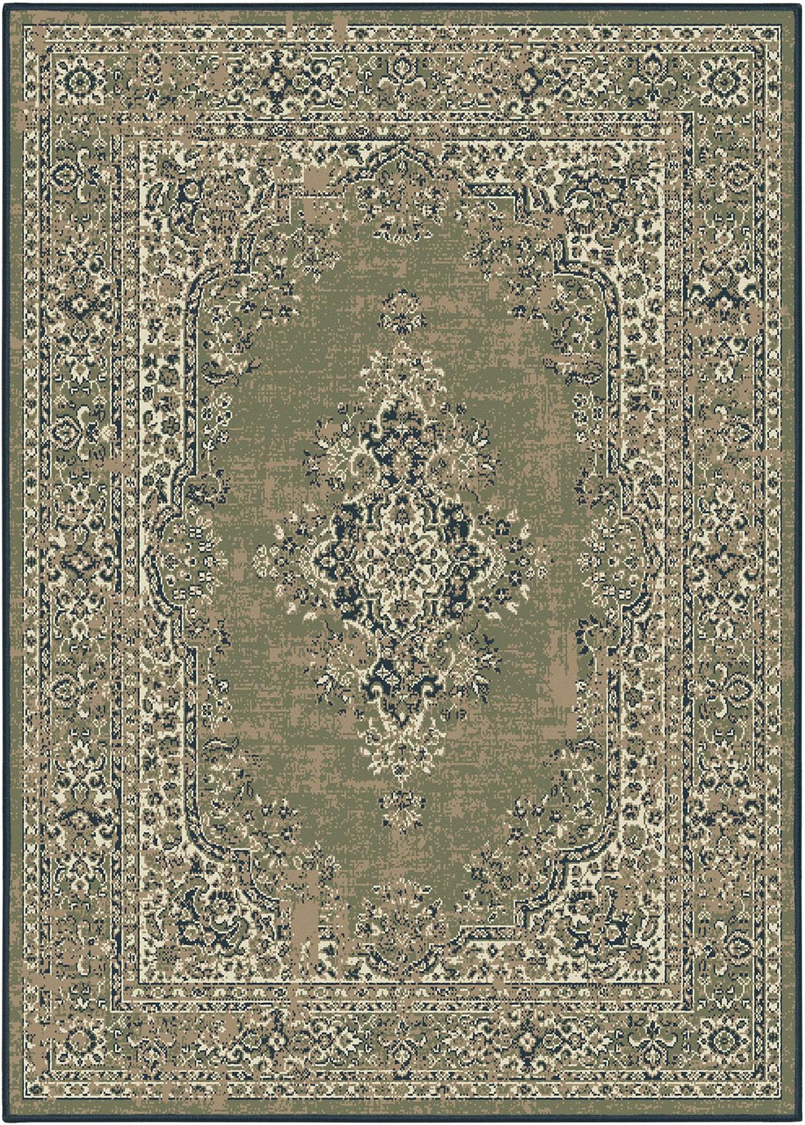 SrS Rugs® Luna Collection, Living Room Rugs, Hallway Runners, with Soft Smooth 8mm Pile. Contemporary Designs. Multi Colours, 3 Sizes (Medallion Green, 120cm x 170cm)