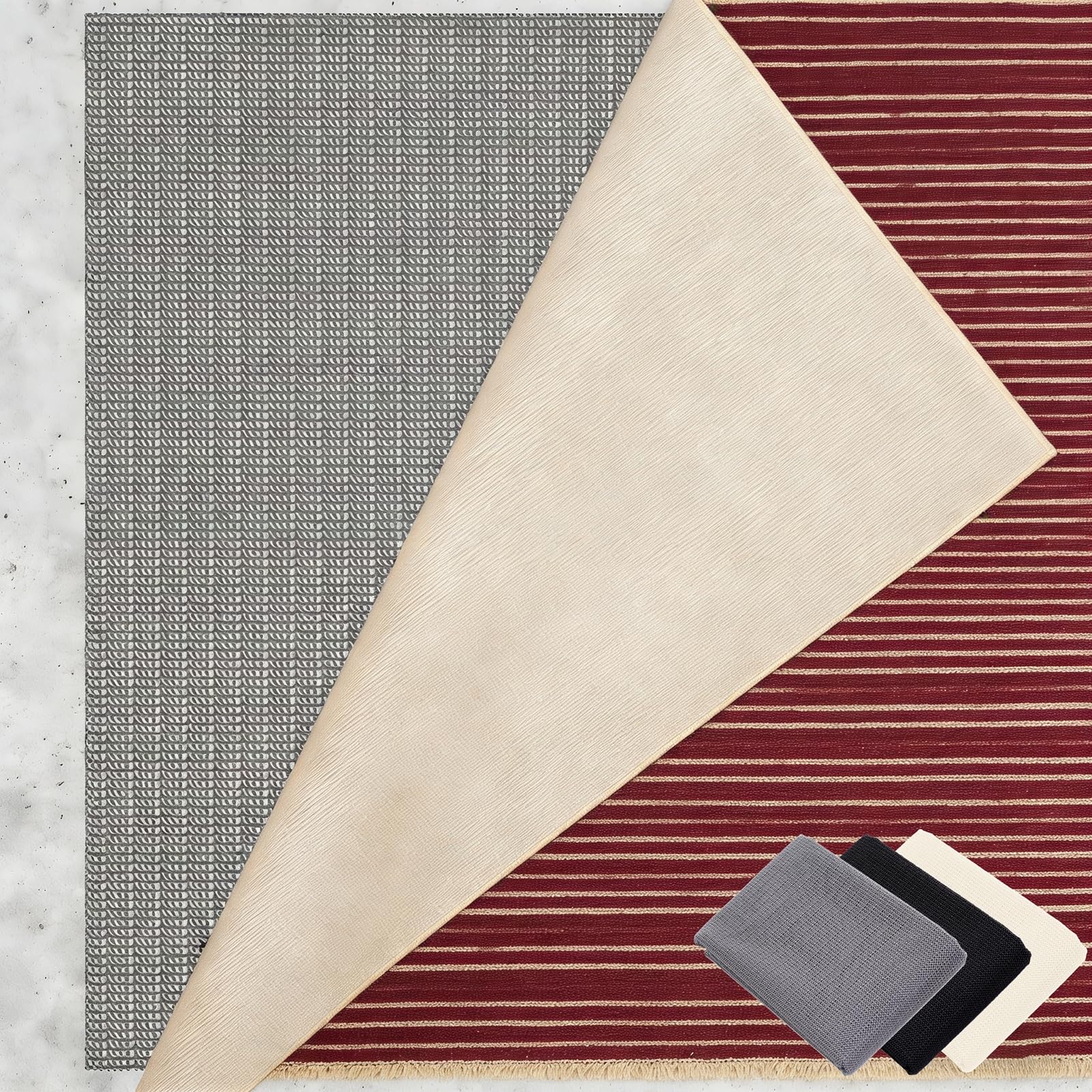 Teppich Antirutschunterlage 160 x 270 cm Waschbare, Wiederverwendbare, Hält Ecken Flach, Zuschneidbar, Universal Teppichunterlage Universell Einsetzbar für Alle Böden, Graubraun