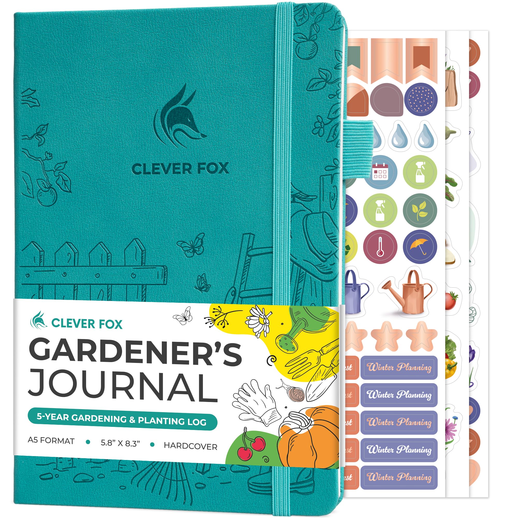 Clever Fox Gardener’s Journal – Guided Gardening Notebook to Plant Vegetables, Flowers & Herbs – 5-Year Garden Log Book for Beginners (Turquoise)