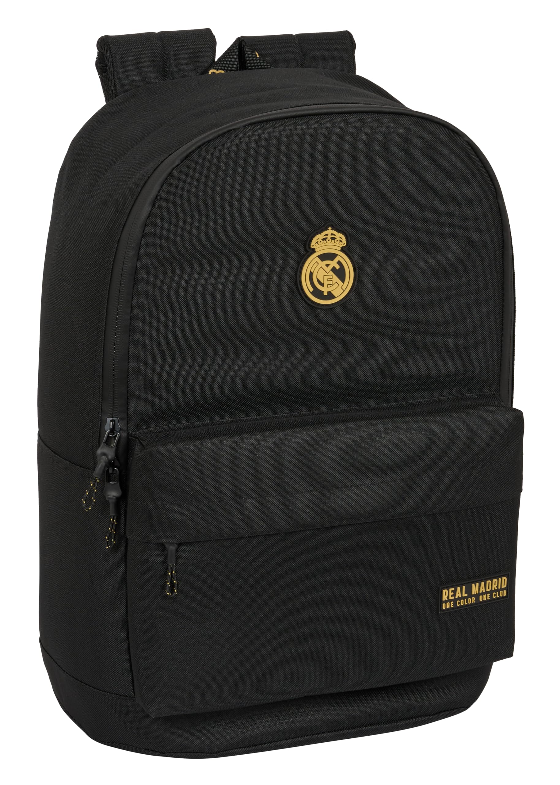 Safta REAL MADRID 3ª EQUIPACIÓN - Mochila Escolar, Adaptable a Carro, Ideal para Niños de Diferentes Edades, Cómoda y Versátil, Calidad y Resistencia, 31x15x47 cm, Color Negro