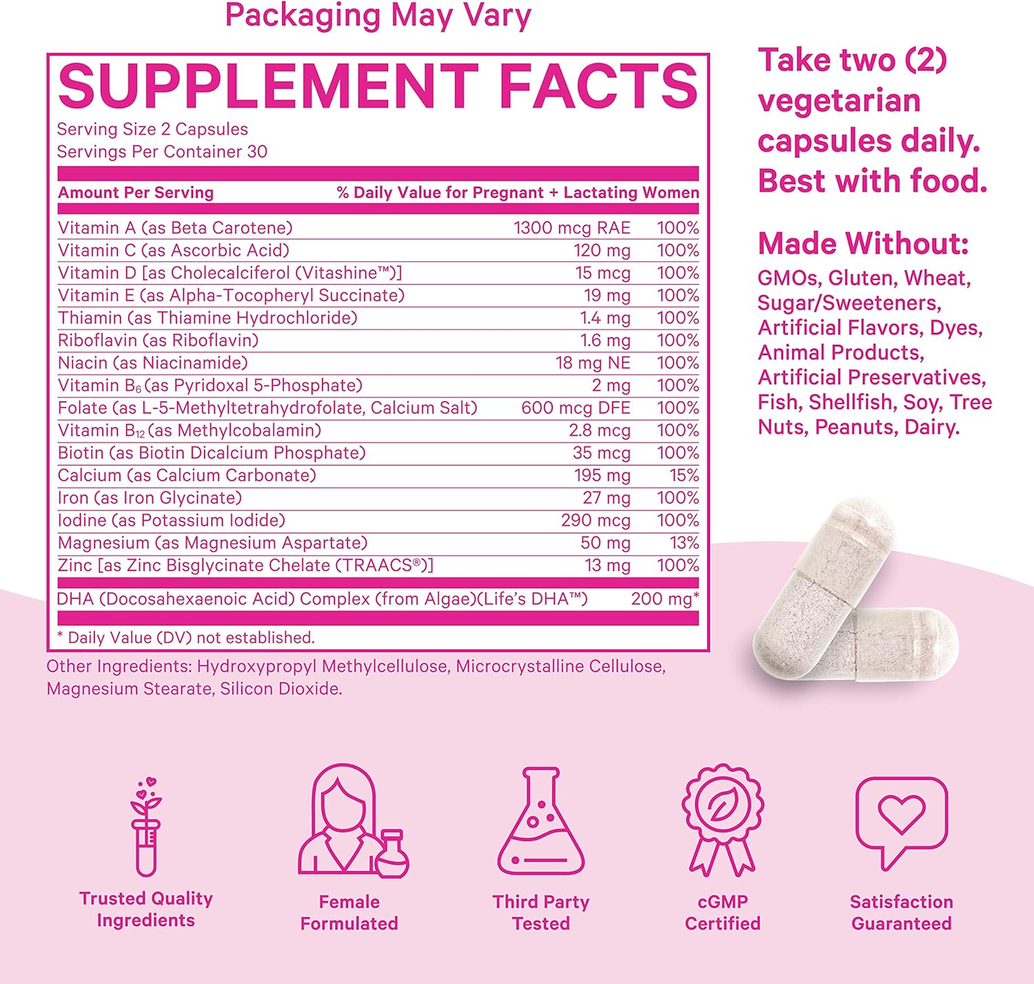 Pink Stork Prenatal Vitamin Duo: Total Prenatal Vitamin + Pro, Pregnancy Probiotic for Women, Prenatal Vitamin with DHA and Folic Acid, Women-Owned : Health & Household