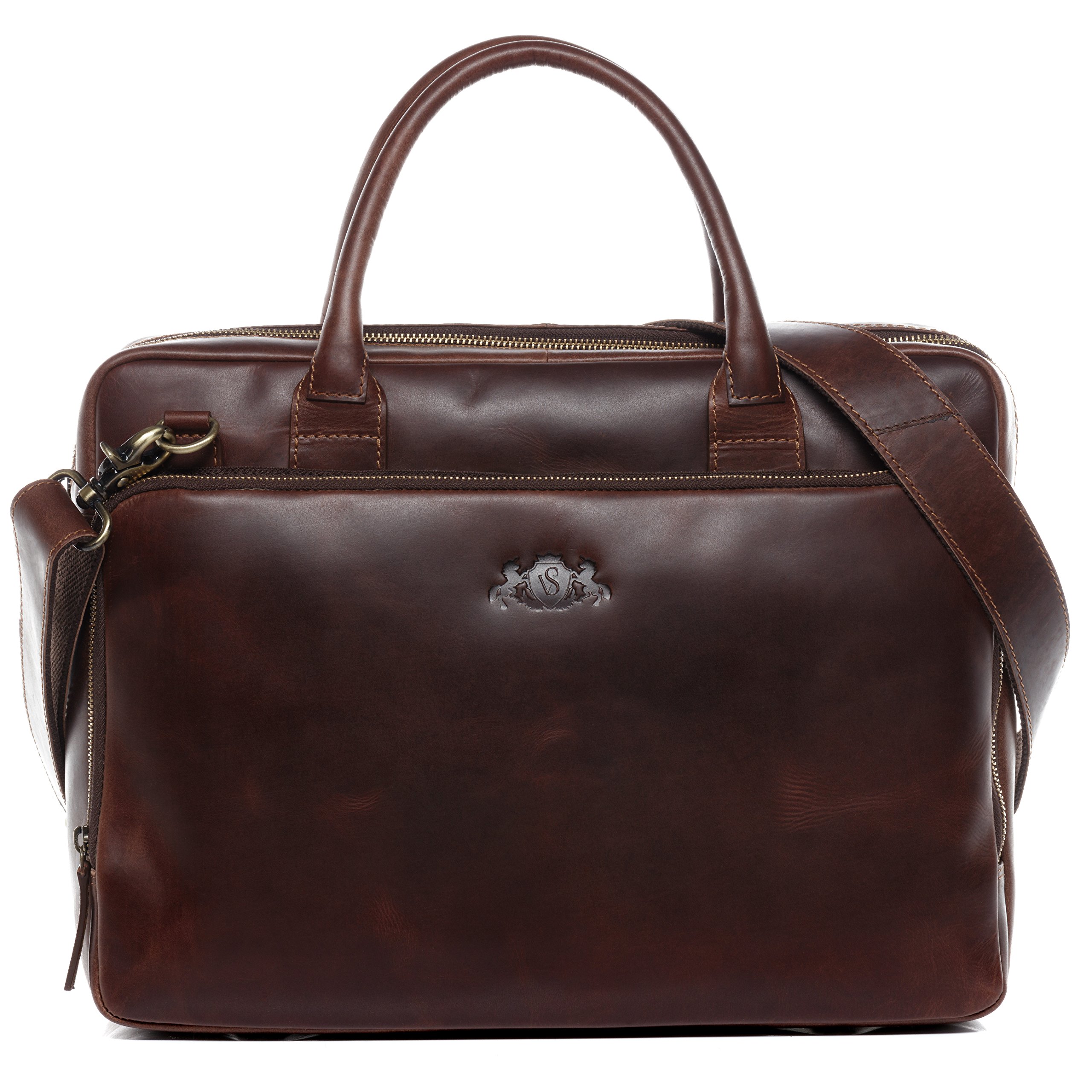 SID & VAIN® Borsa tracolla porta pc vera pelle RYAN grande XL cartella laptop computer portatile 15" Messenger porta-documenti Università Scuola Ufficio Lavoro Business uomo donna cuoio
