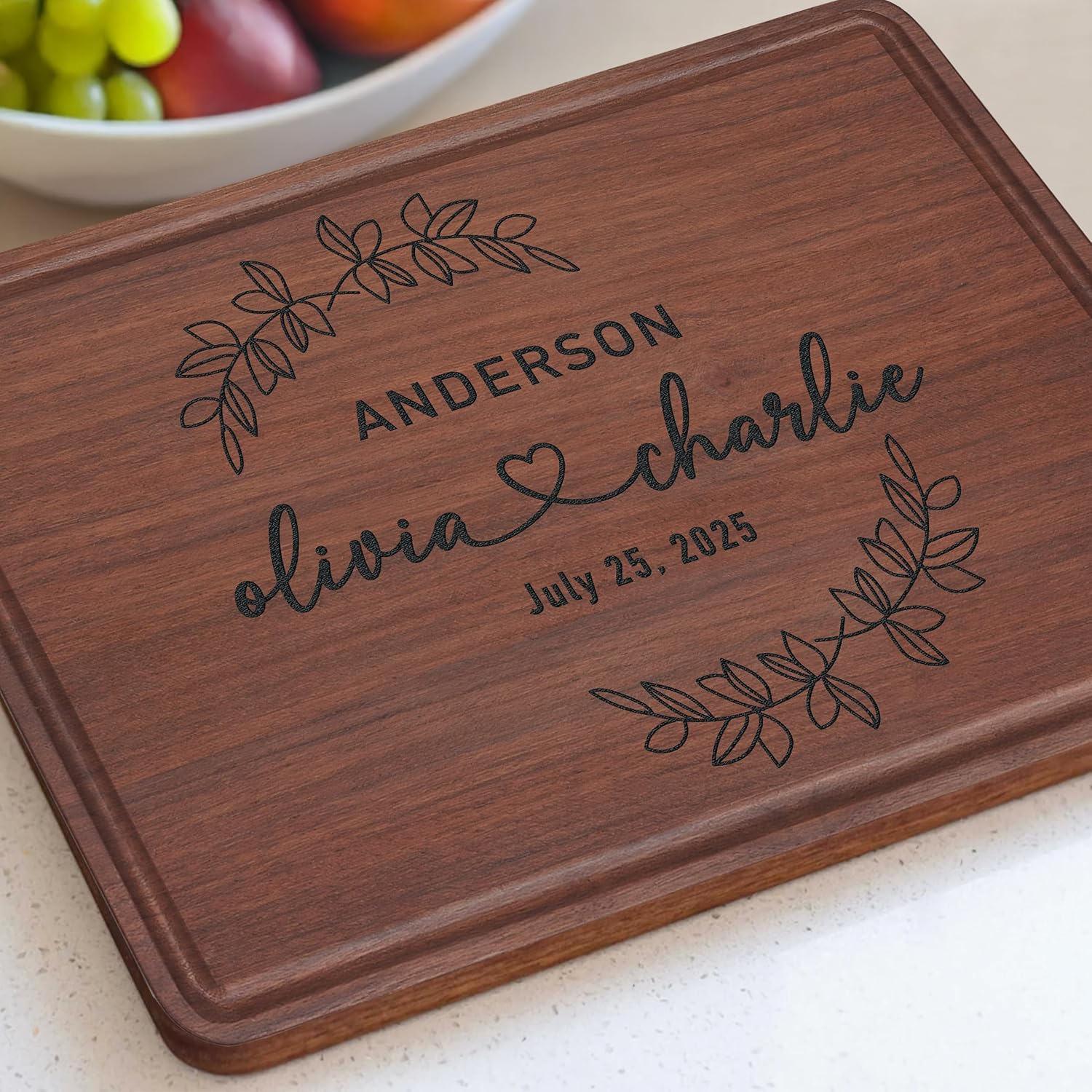 Personalized Wedding Gifts for Couples 2025, Engraved Cutting Board for Newlyweds, Couple, Women, Men, CustomName Love Cutting Board for Wedding, Anniversary, Christmas, New Home, Bamboo Serving Board