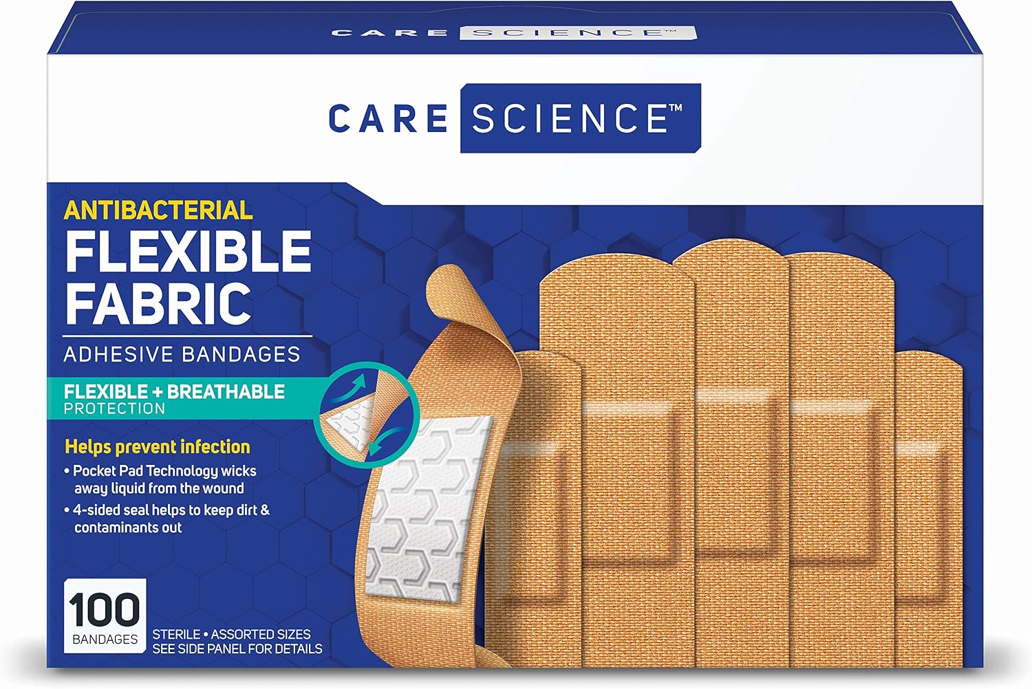 Care Science Fabric Adhesive Bandages, 100 ct Assorted...