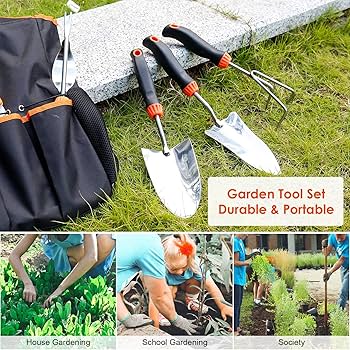 Amazon.com : LANNIU Garden Tool Set, 9 Piece Stainless Steel