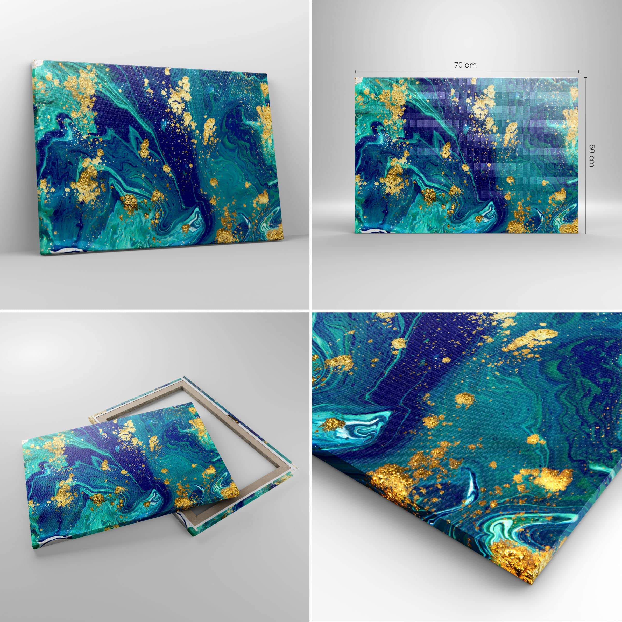 Impression Sur Toile Abstraction Or Glamour Art Moderne 80x80 Cm XXL Tableau Décoration Murale