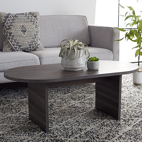 Safavieh Home Collection Gareth - Mesa de centro moderna con parte superior ovalada color negro talla M