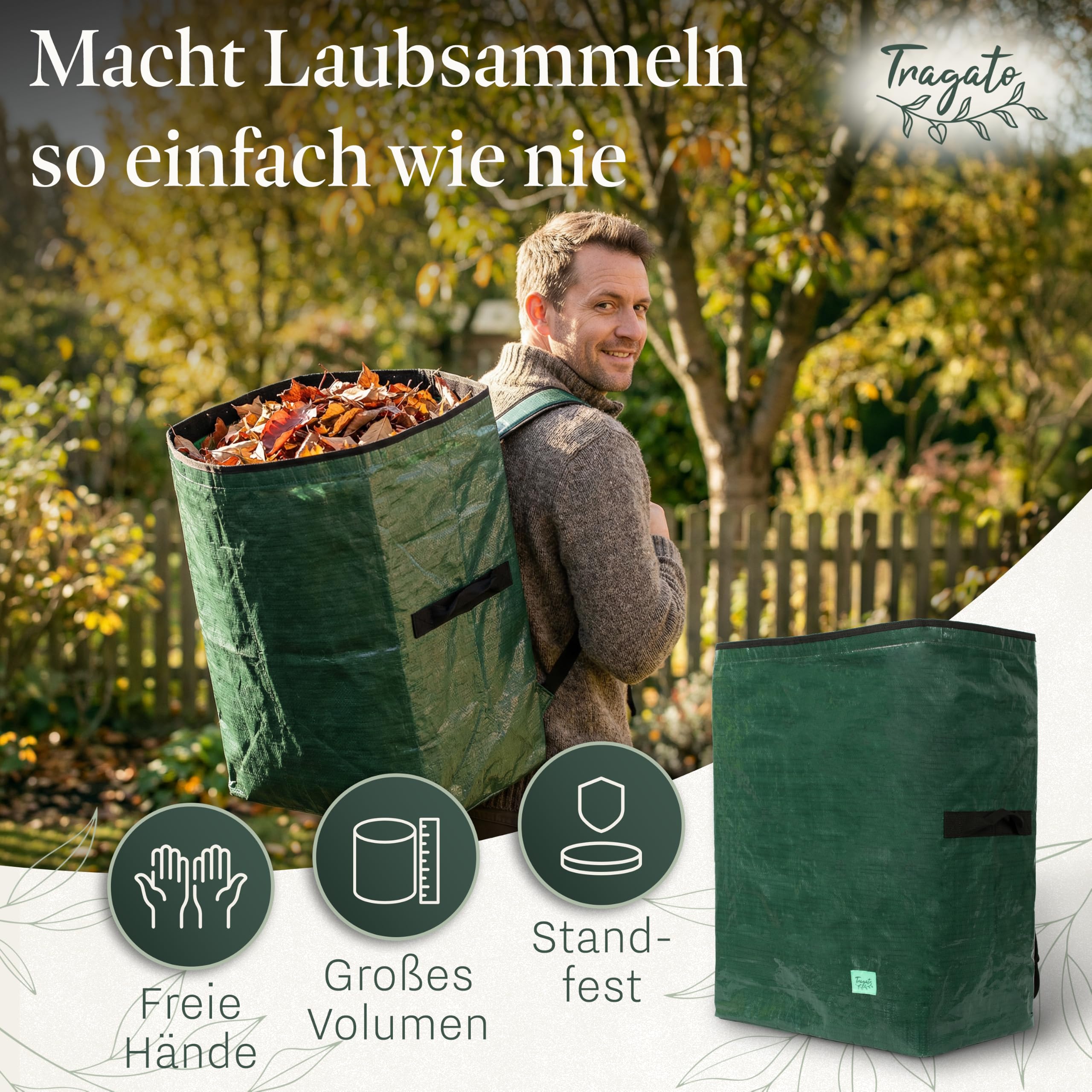 Laubrucksack 115 L – Hände frei & rückenschonend, selbststehend