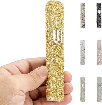 Handmade Glass Mezuzah Case with Colorful Glass Coating in a Gift Box - for 5" Mezuzah Scroll Scroll not Included Peel and Stick, Weather Proof Cover Gold