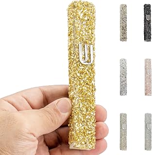 Handmade Glass Mezuzah Case with Colorful Glass Coating Comes in a Gift Box - for 5" Mezuzah Scroll (Scroll not Included) Peel and Stick, Weather Proof Cover (Gold)