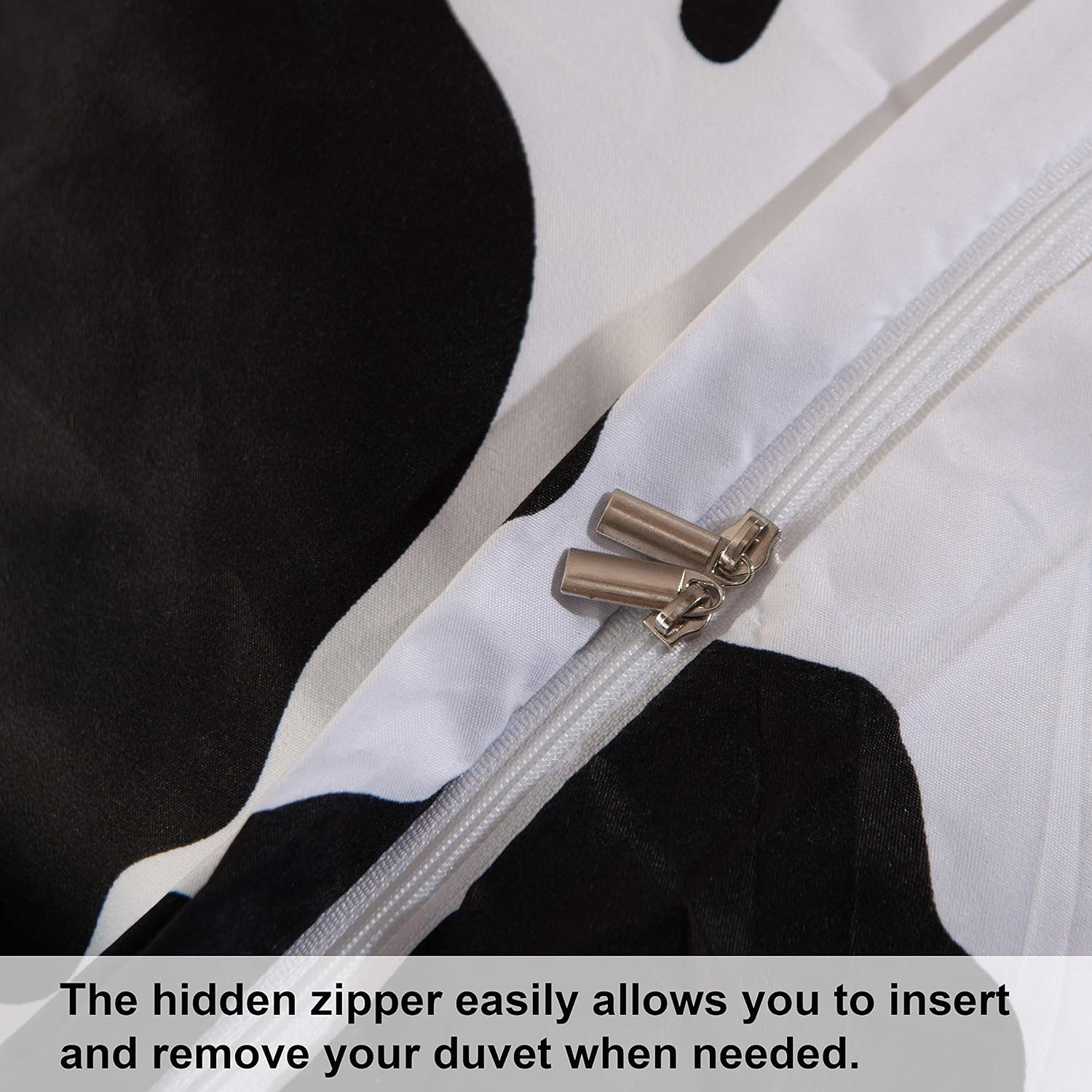 NTBAY Microfiber King Duvet Cover Set, 3 Pieces Ultra Soft Cow Printed Comforter Cover Set with Zipper Closure and Corner Ties, Black and White