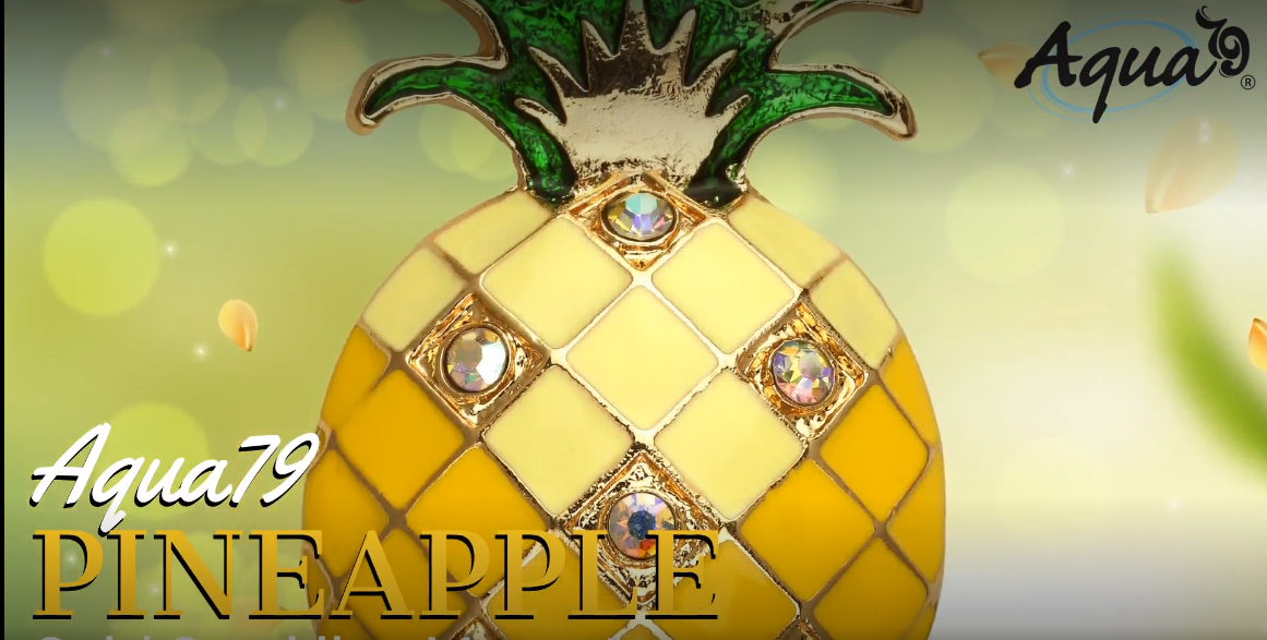 Imán de nevera decorativo Piña dorada brillante miniatura 7
