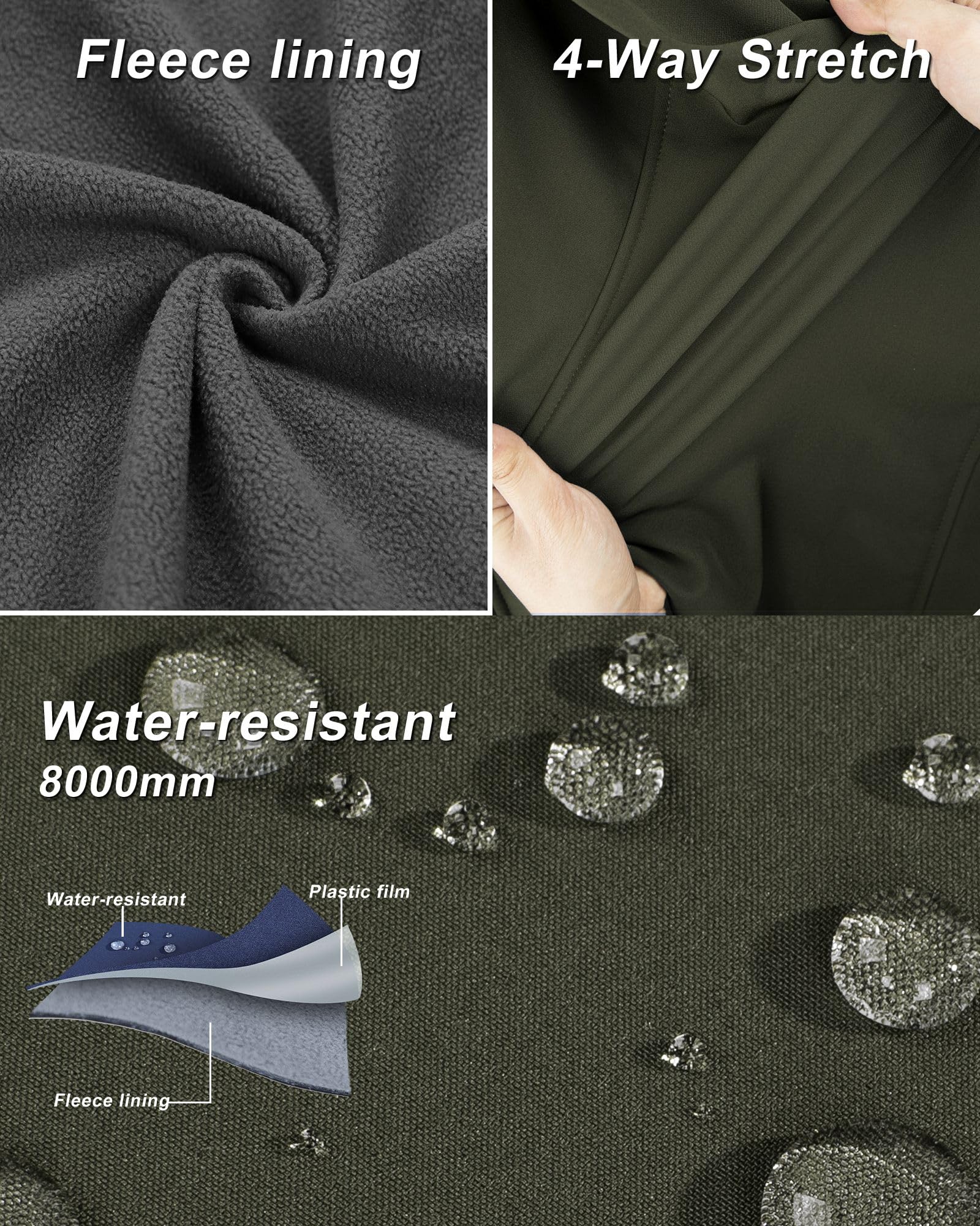 33,000ft Damen Softshell Westen mit Abnehmbarer Kapuze Fleece Gefütterter Ärmelloser Jacke Wasserdichte Winddichte Sportwesten Vest mit 5 Taschen für Reiten Laufen Wandern