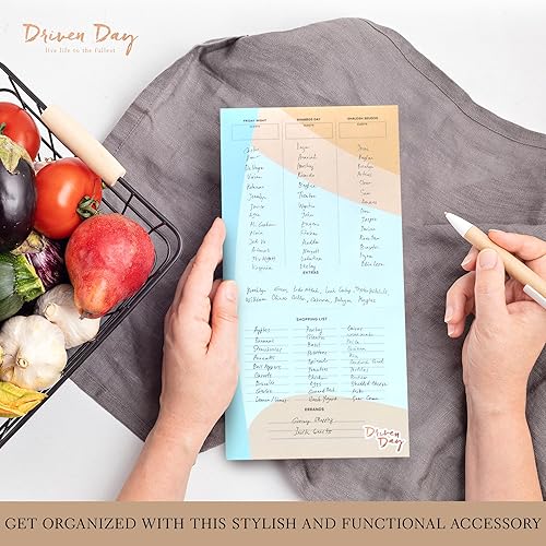 Miniatura 2 de Shabbos Pad – Impresión de ondas – Bloc de notas y plan de menú – Agenda para Shabbos pacíficos – Planificador ligero grande – Imanes duales y lista