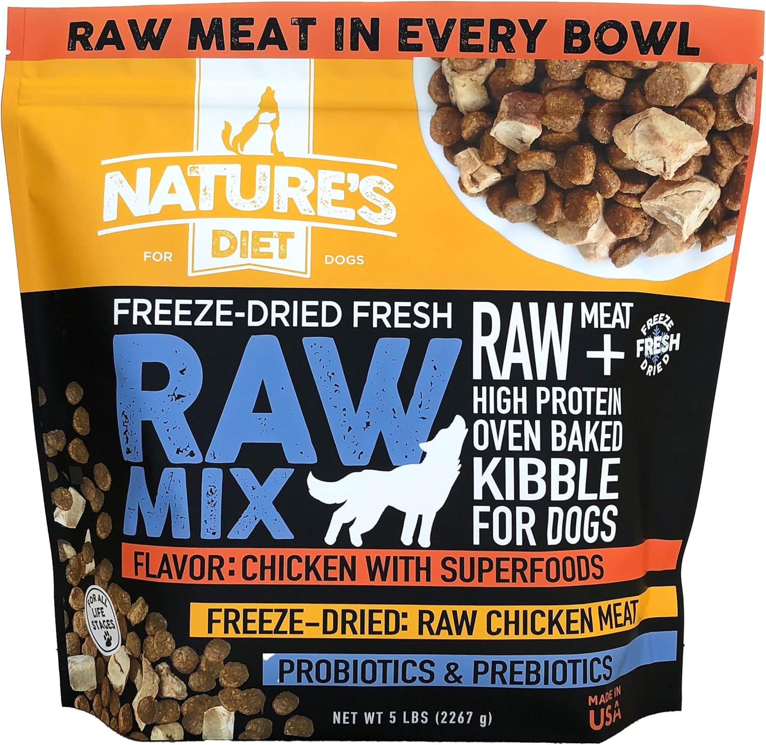Nature's Diet Raw Mix Kibble with Freeze-Dried Chicken, Superfoods and Probiotics
