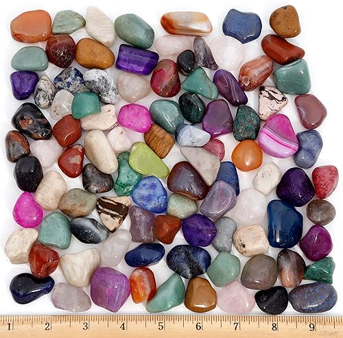 Miniatura 3 de Piedras preciosas naturales pulidas y teñidas, 5 libras (libras) + hoja de identificación de color educativo y libro de identificación de rocas y