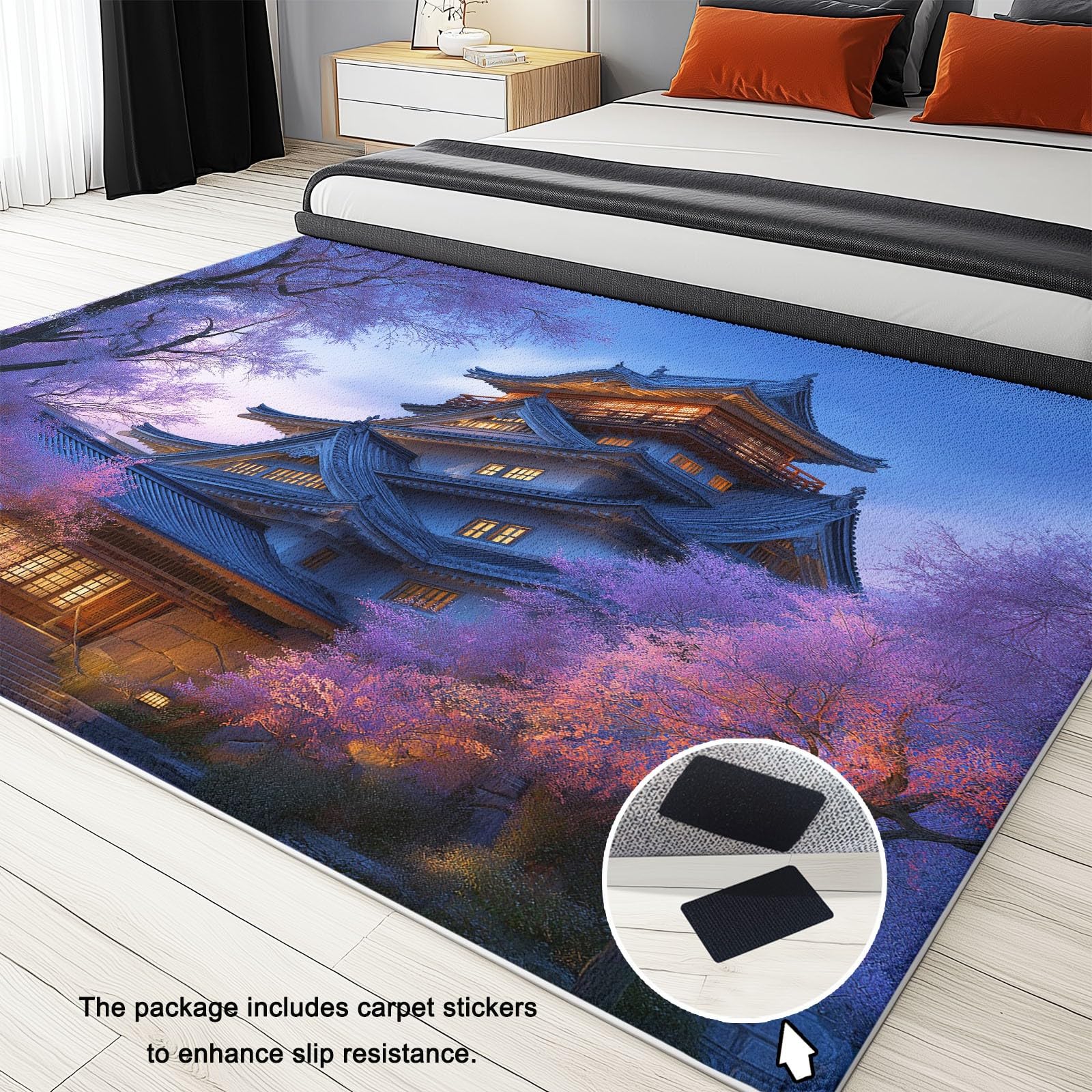 Dywanik z motywem kwiatów krajobrazu wiejskiego nadający się do prania trwały, dywan z krótkim włosiem 160 x 230 cm składany, łatwy w czyszczeniu, antypoślizgowy z gumowym podkładem TPR do sypialni