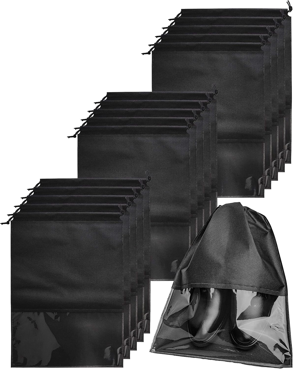 旅行用シューズバッグ、パッキング用トラベルシューズバッグ15個、ロープ付き不織布トラベルシューズバッグ、大容量シューズバッグ 男女兼