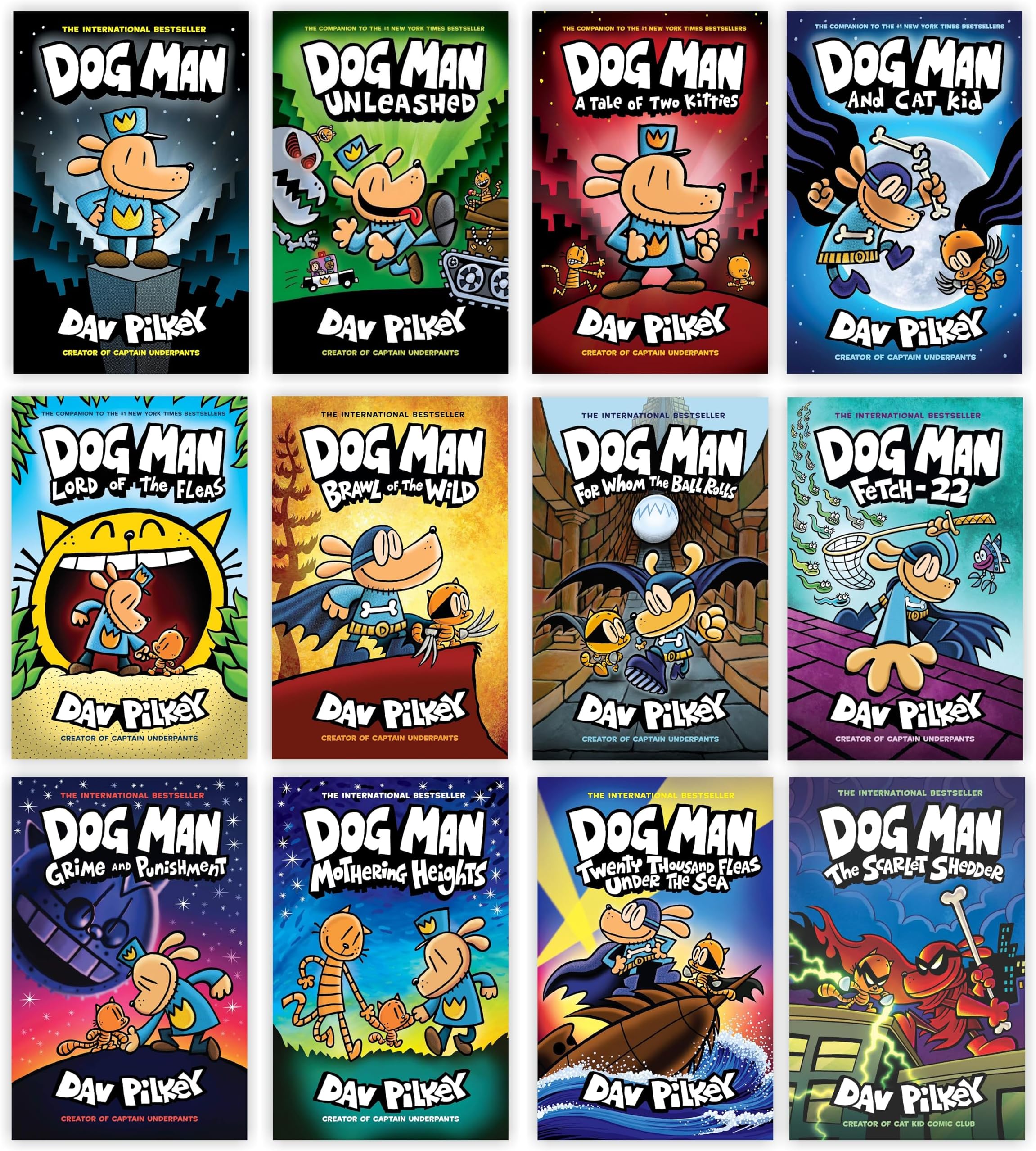 Dogman Series 1-12 Complete Books Set by Dav Pilkey Hardcover