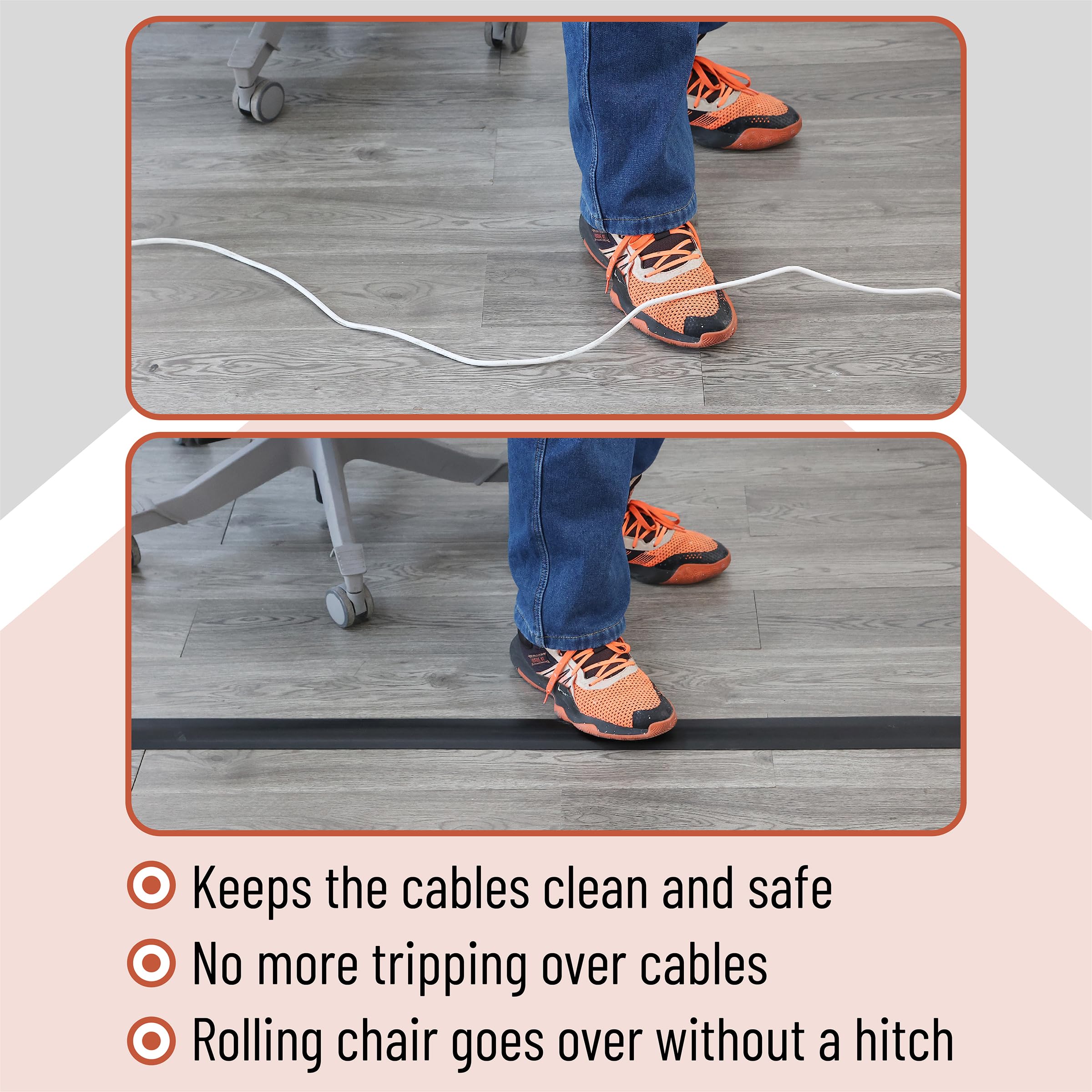 Bates- Cubierta de cable de suelo, cubierta de cable de 6 pies, cubierta de cable, protector de cable, cubierta de cable de suelo, piso de ocultación de cables, cubierta de cable de extensión,