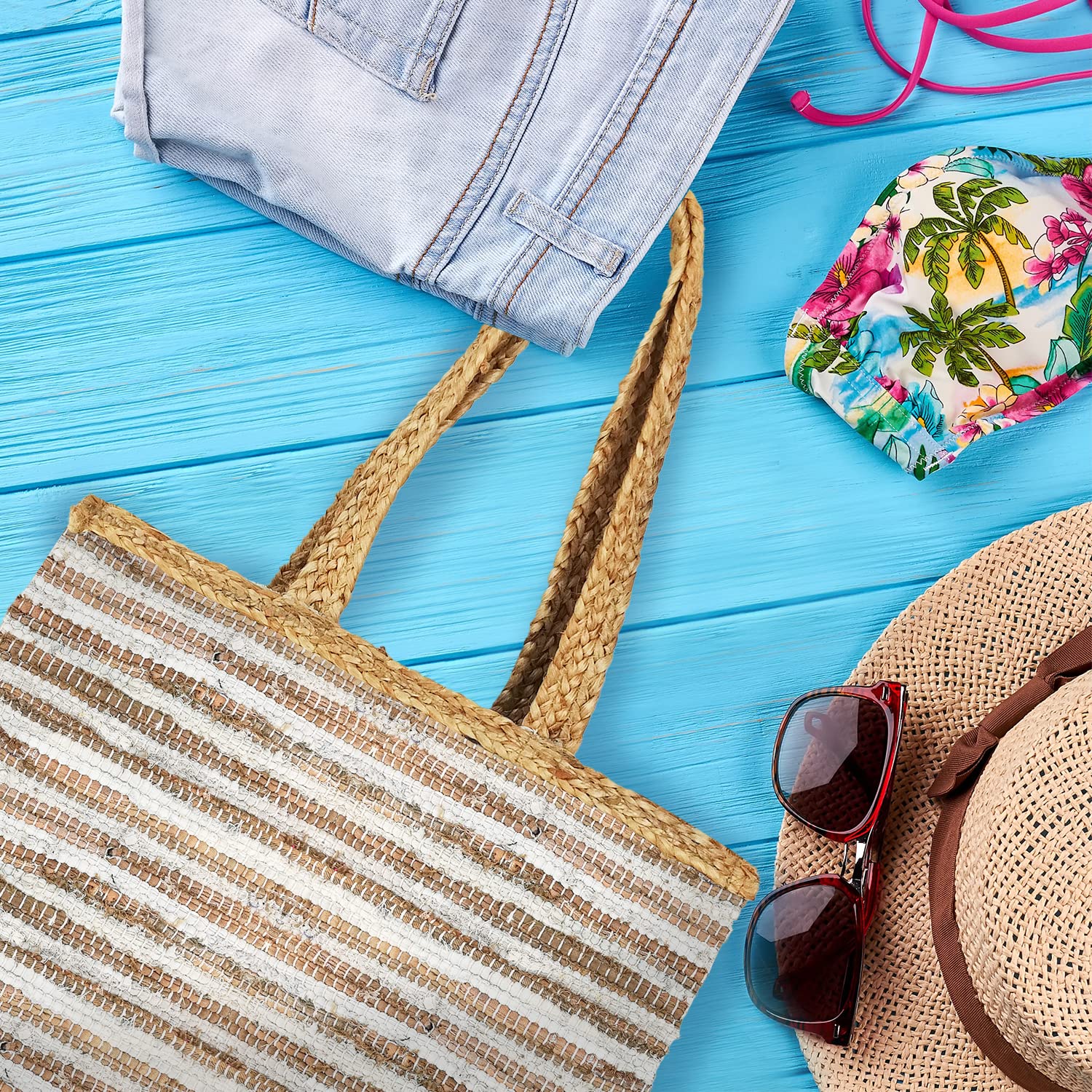 Banzaii borsa donna estiva colorata, borsa mare in paglia intrecciata, interamente realizzata a mano