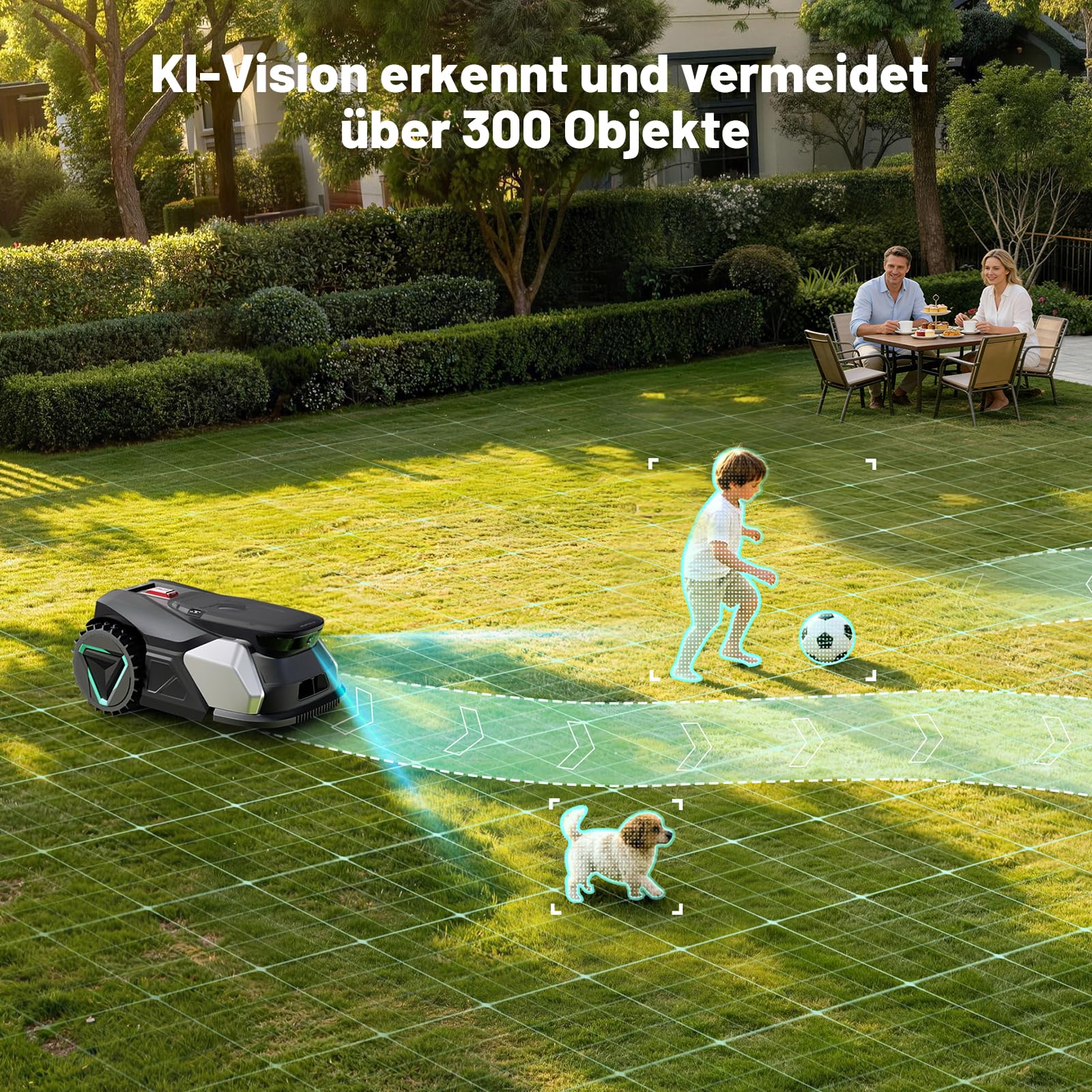 500 Mähroboter bis 500 m² – Intelligenter Rasenmäher mit VSLAM Kamera-Navigation, App-Steuerung (WLAN/Bluetooth), 42% Steigung, Kantenmodus & 59 dB Leise