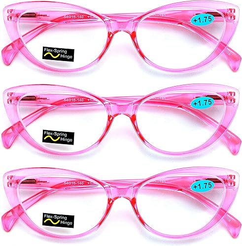 V.W.E. 3 pares de lentes de lectura de moda con diseño floral translúcido y transparente V.W.E. 3 pares de lentes de lectura de moda con diseño floral translúcido y transparente