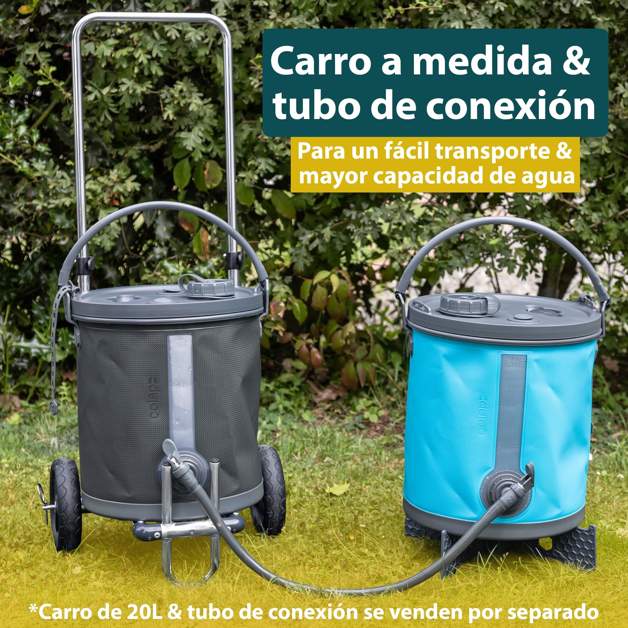 Colapz Bidón de Agua Plegable 20L Premium – Sin BPA Contenedor de Camping con Tapa Bloqueable y Grifo