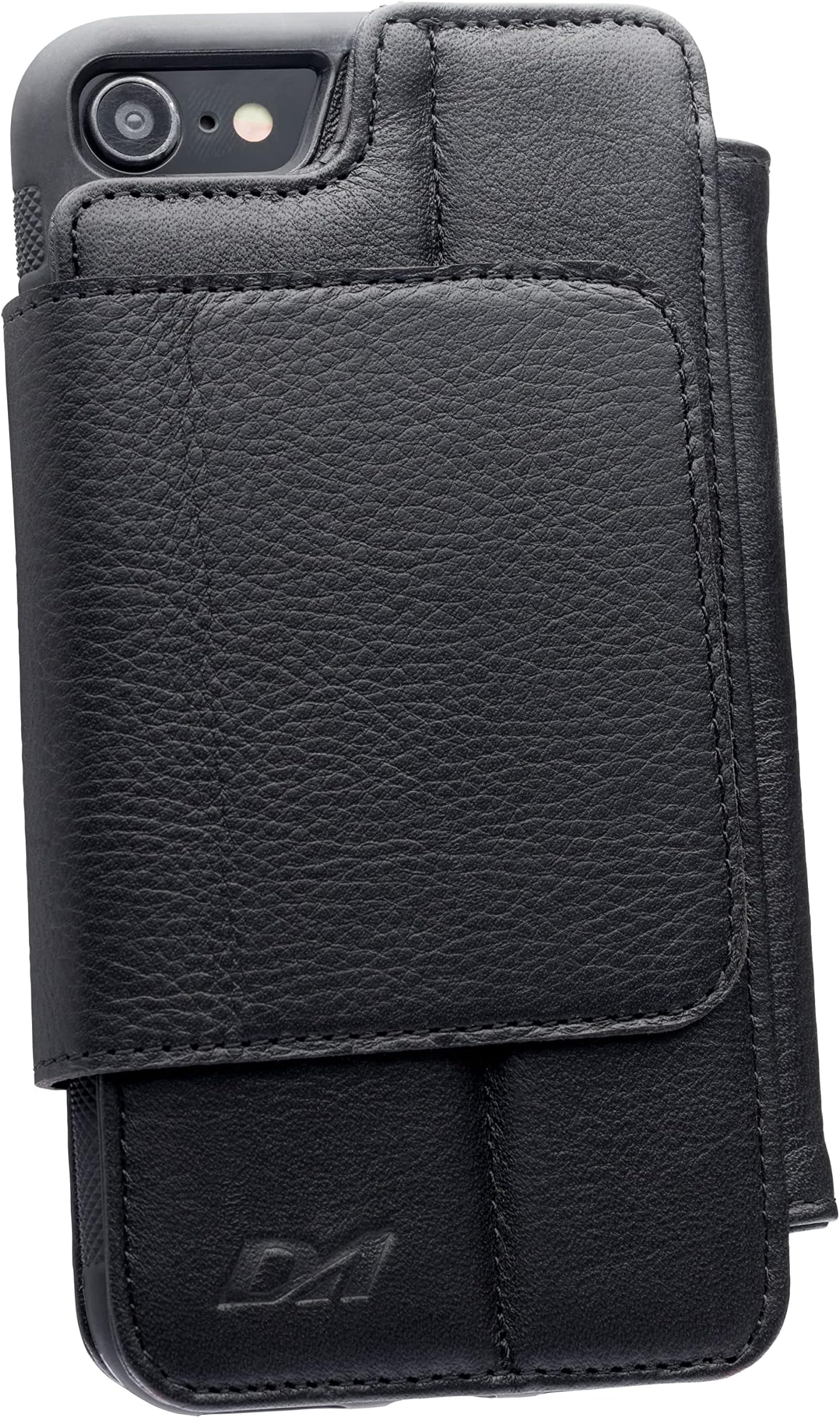 W WILKEN Doc Artisan iPhone 6/7/8/SE Leather Wallet with Detachable Phone Case | Wireless Charging Compatible with iPhone 8 | Top Grain Genuine Leather | Black