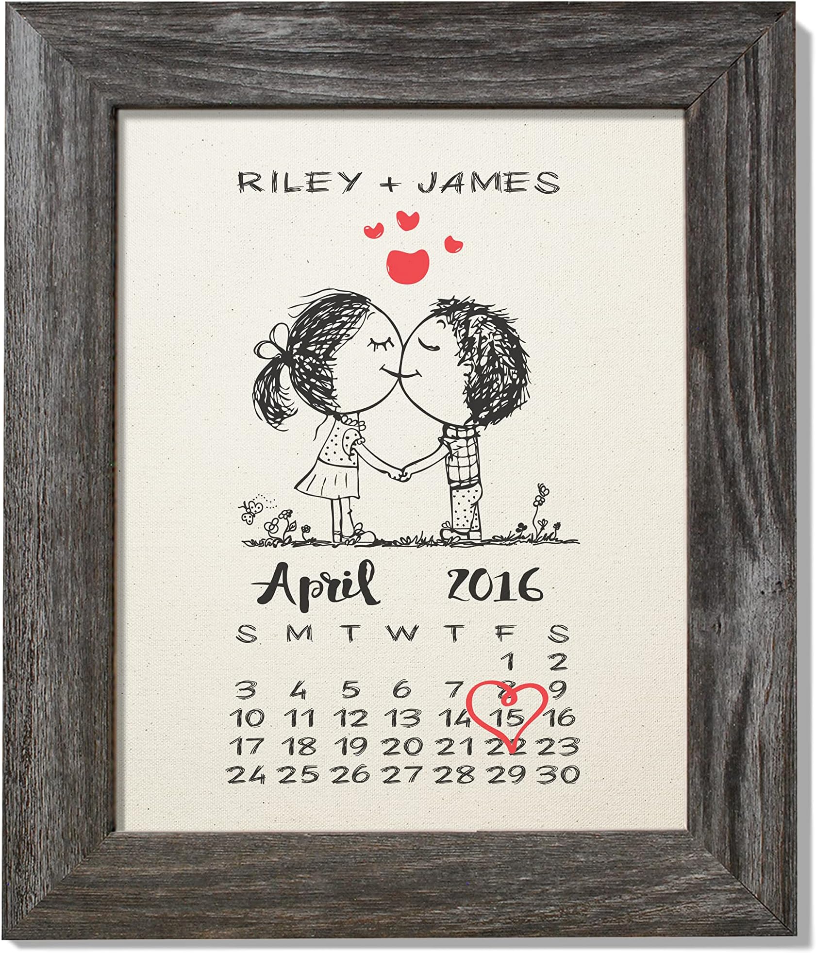Chudoff Personalized 2nd Anniversary Cotton Gift, Cute Calendar
