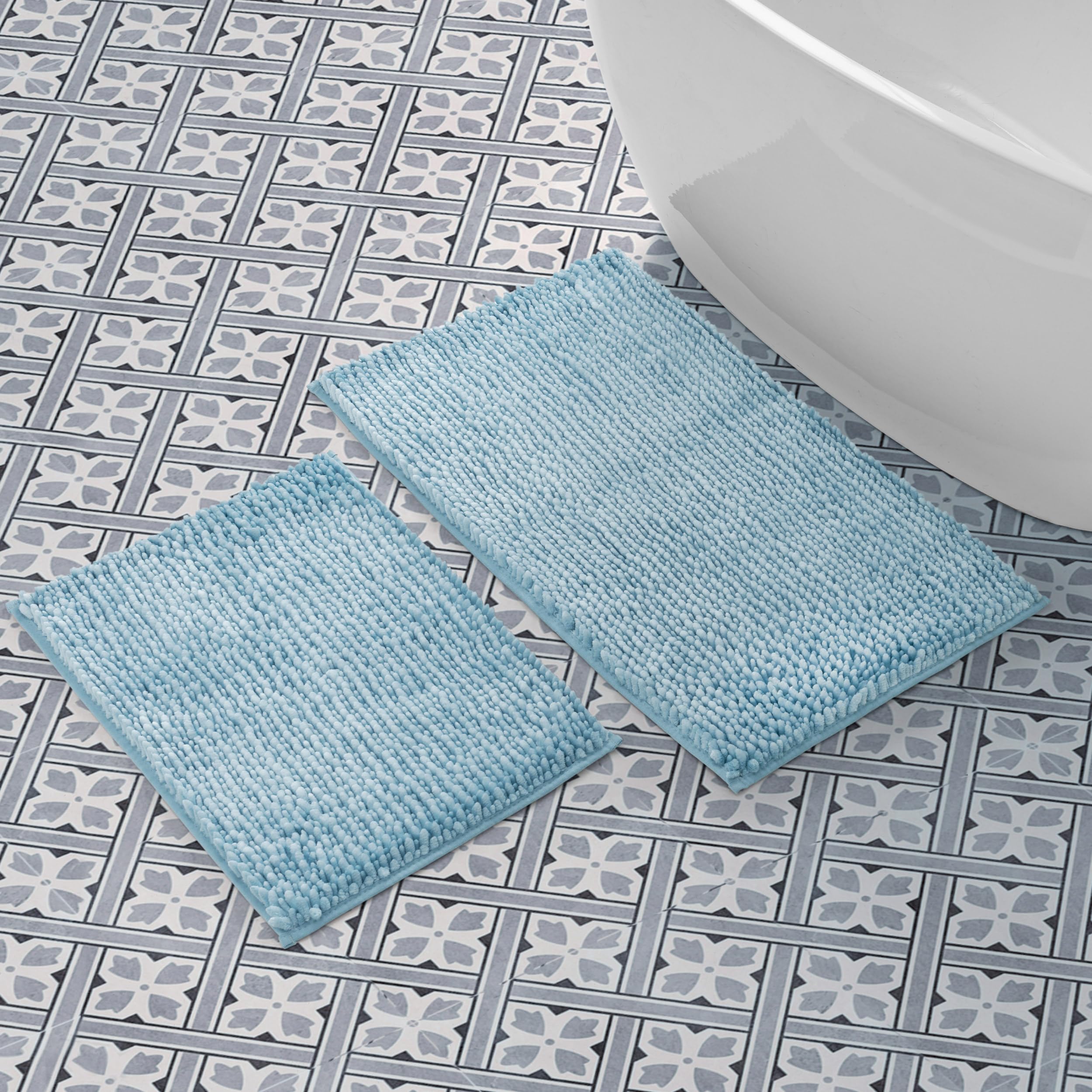 Laura Ashley Butter Rug | Tappetino da bagno in morbida ciniglia, decorazione per il bagno, assorbente e lavabile in lavatrice, 43,2 x 61 cm e 50,8 x 86,4 cm, verde acqua