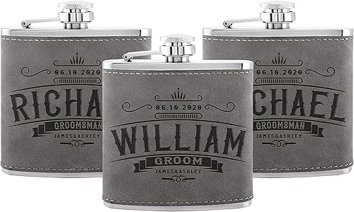 Miniatura 10 de Juego de 6, regalos de padrinos de boda  Frascos personalizados para padrinos de boda con caja de regalo opcional, equipo de despedida de soltero, 6