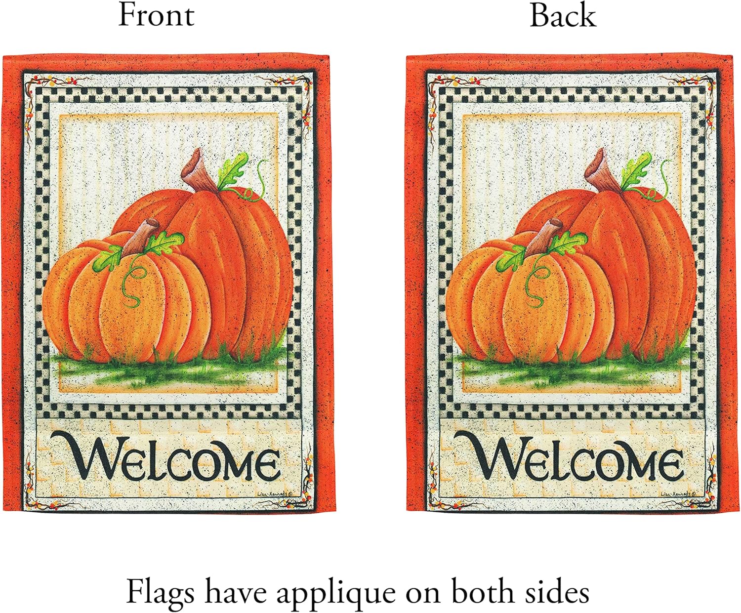 Pumpkin Welcome Orange and Black 13 X 19 Polyester Outdoor Hanging Garden Flag