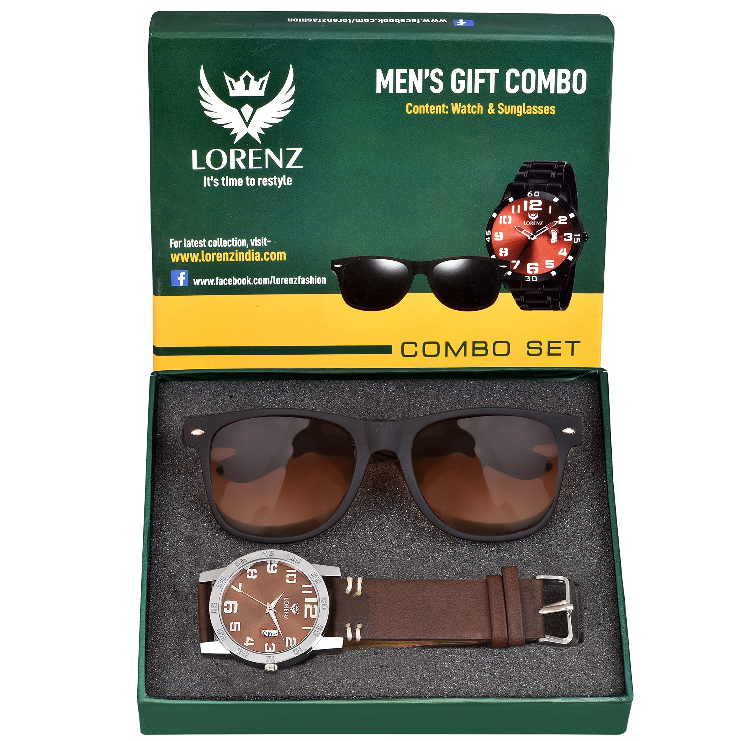 LORENZ Brown Dial Watch & Brown Matte Sunglasses Combo for Men & Boys | Gift Combo for Men | CM-3070SN-13_FBA (B09J2FSRDY) Amazon Price History, Amazon Price Tracker