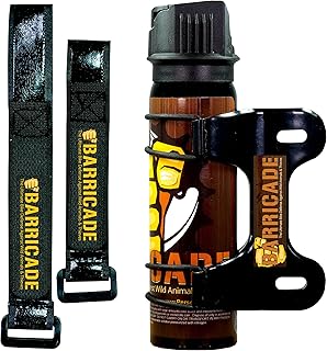 Barricade Pepper Spray for Cyclists - Bicycle Mount - Attaches to Water Bottle Cage & Multiple Other Bike Mounted Locations - 4 Ounce Can of Police Grade Pepper Spray