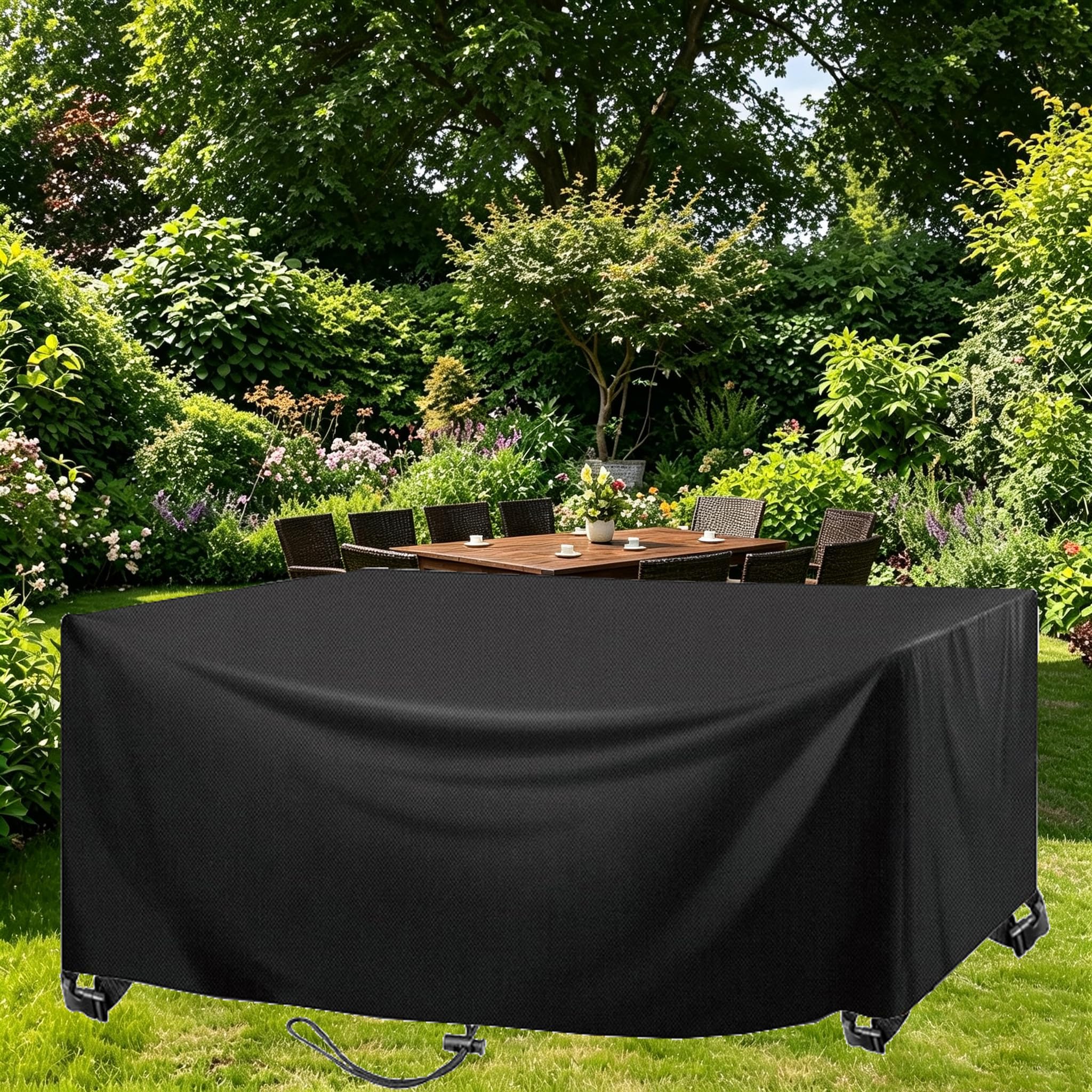 AEXOIO 80x45x85cm/LxWxH Waterproof Garden Furniture Cover,Patio Outdoor Table Covers Square Black,Anti-UV Weatherproof Dustproof,Garden Sofa Cover