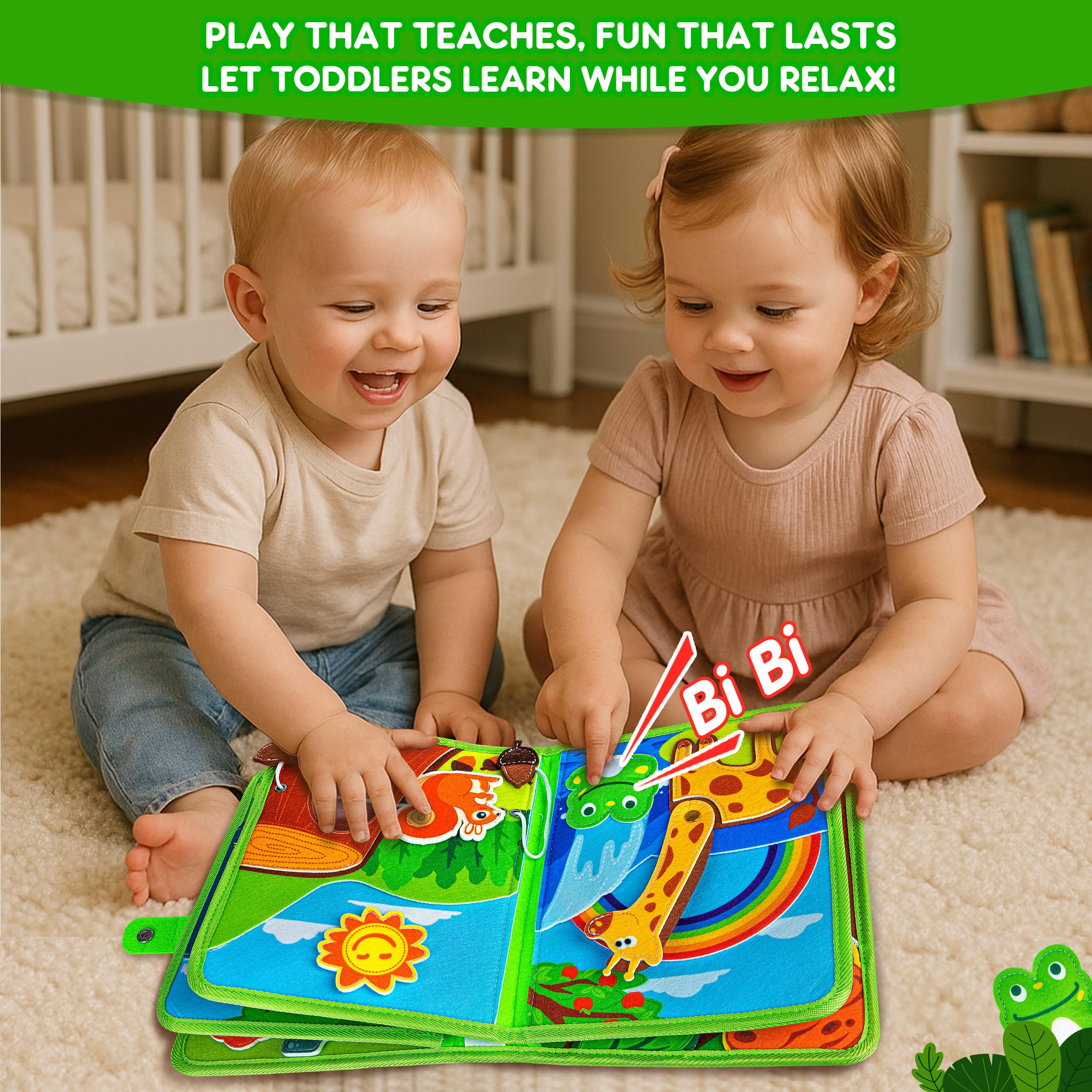Quanquer 3D Tier Busy Board Montessori Giocattoli per Neonati 1 2 3 Anni - Activity Book per Neonati Ragazzi Ragazze Regalo di compleanno con Scatola Regalo - Aereo Auto Viaggio Quiet Book Giocattolo