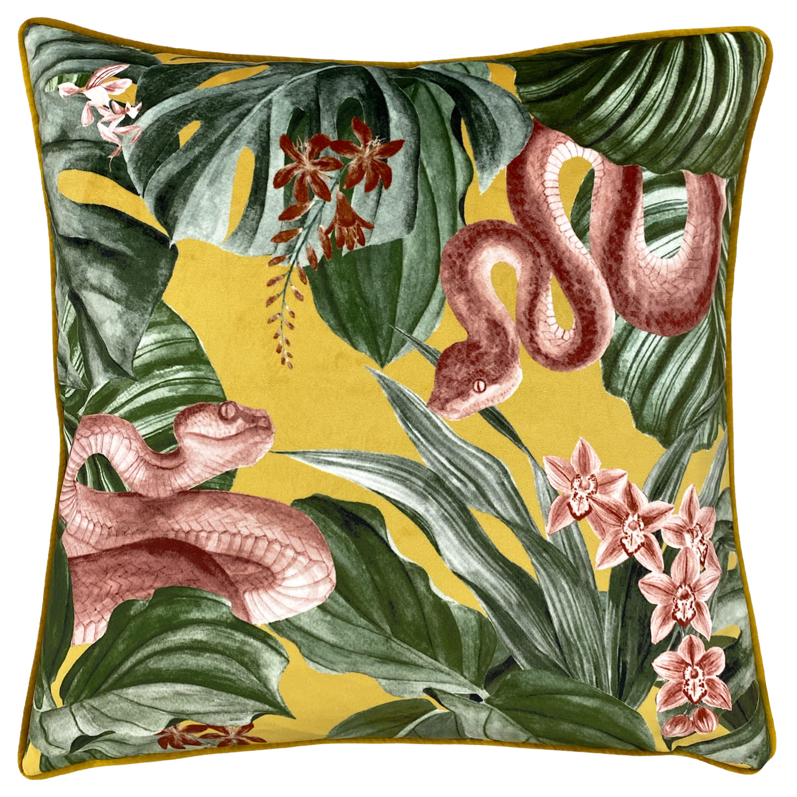 Furn Medinilla Tropical Floral Cushion 43 cm x 43 cm Mustard