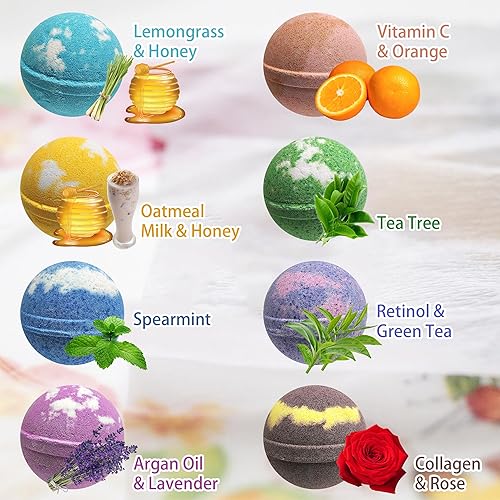 Miniatura 3 de Bombas de baño naturales para pieles sensibles. Juego de bombas de baño para mujeres y niñas. Juego de bombas de baño hidratantes de retinol para