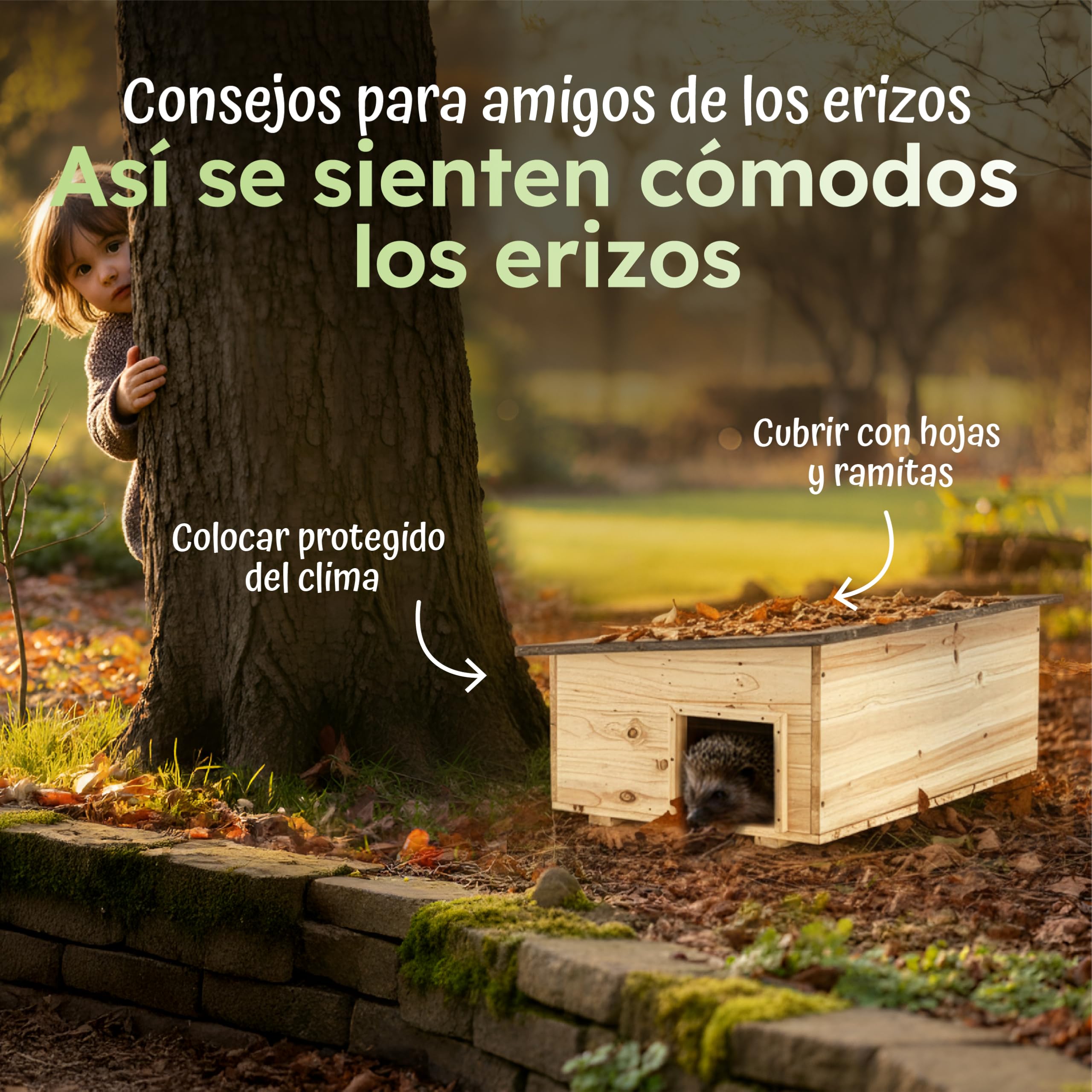 Moorland Casa de hibernación para erizos – Refugio Invierno FSC 54×38 cm con Base, Entrada laberíntica ventilada, Techo extraíble, Resistente al Clima para Uso en jardín