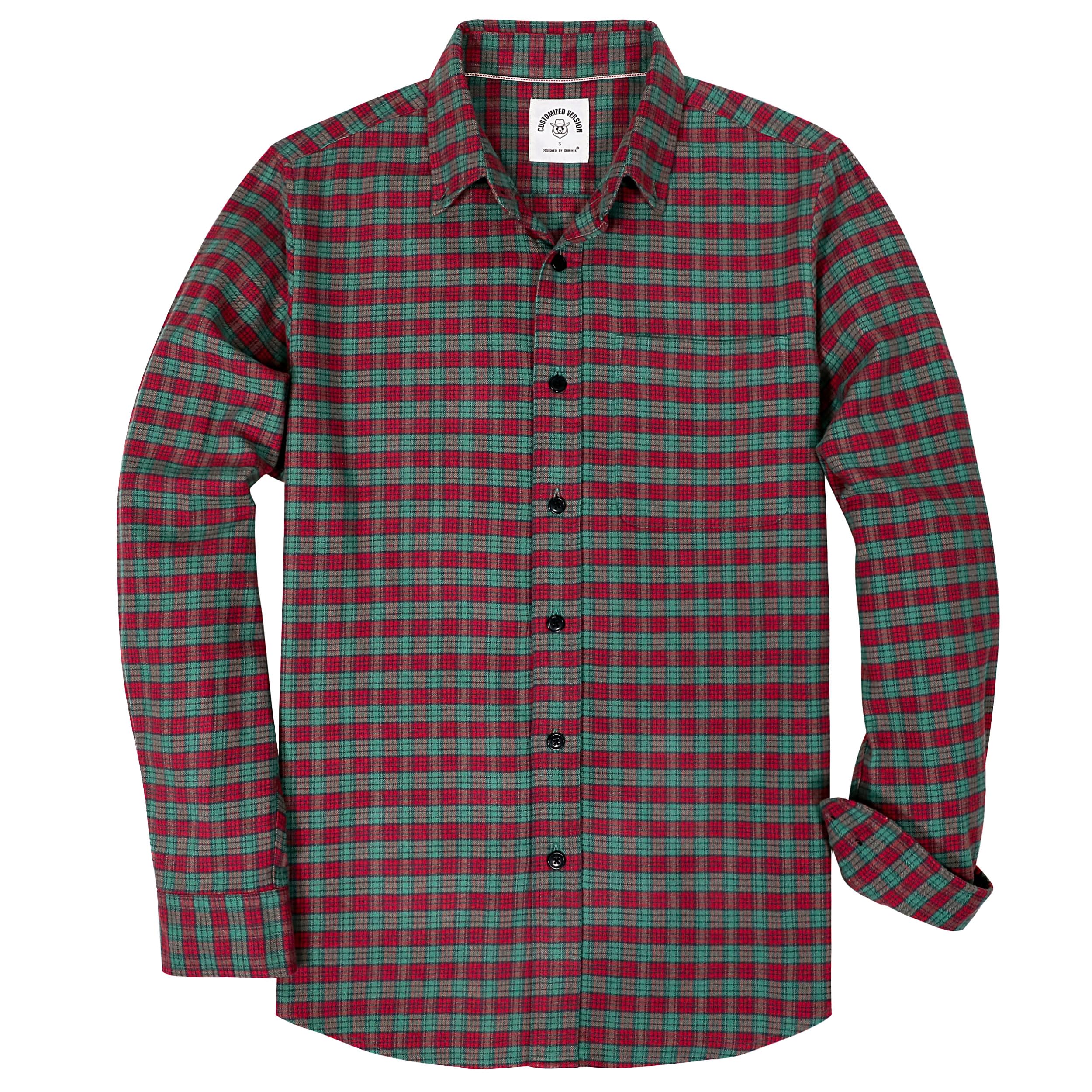 Dubinik® Camicia Flanella Uomo Camicia Quadri Uomo Cotone Casual Button Down Invernale Camicia in Flanella Leggera con Tasche