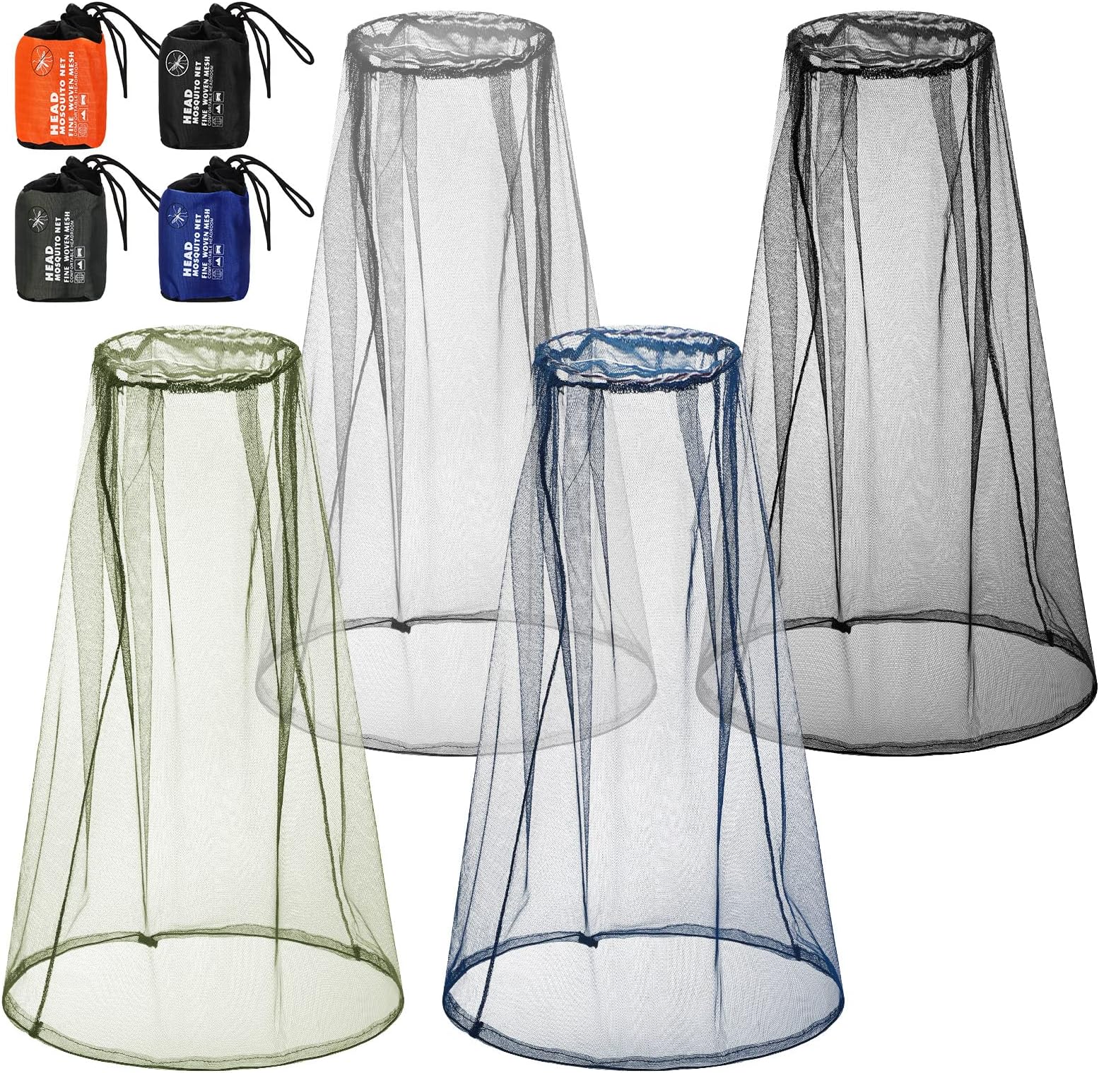 HESTYA4 Pack Mosquito Bug Net Mesh for Head Mosquito Head Net Face Neck Fly Netting Hood from Insect Bugs Gnats for Outdoor