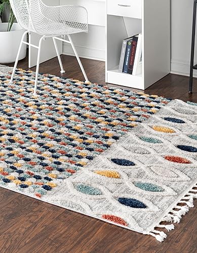 Miniatura 4 de Unique Loom Colección Cherokee Asheville - Alfombra rectangular de 4 pies x 6 pies 0 pulgadas, multicolor verde