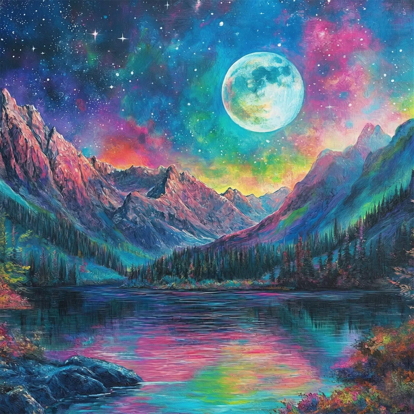 5D Diamond Painting Kit Complet, Diamond Painting Enfant Abstrait Plein Foret Peinture Diamant Paysage pour Adulte Débutant, Activité Manuelle Cristal Art Kit pour Décoration Murale 100x100cm FX#33