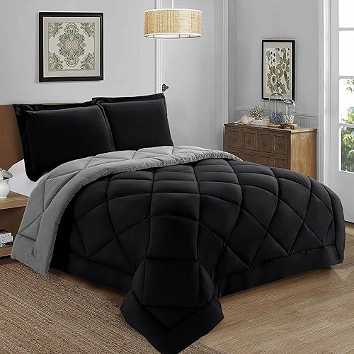 Vista 32 de Elegant Comfort Juego de edredón reversible de 3 piezas para todas las estaciones, ultra suave, edredón alternativo al plumón, tamaño King