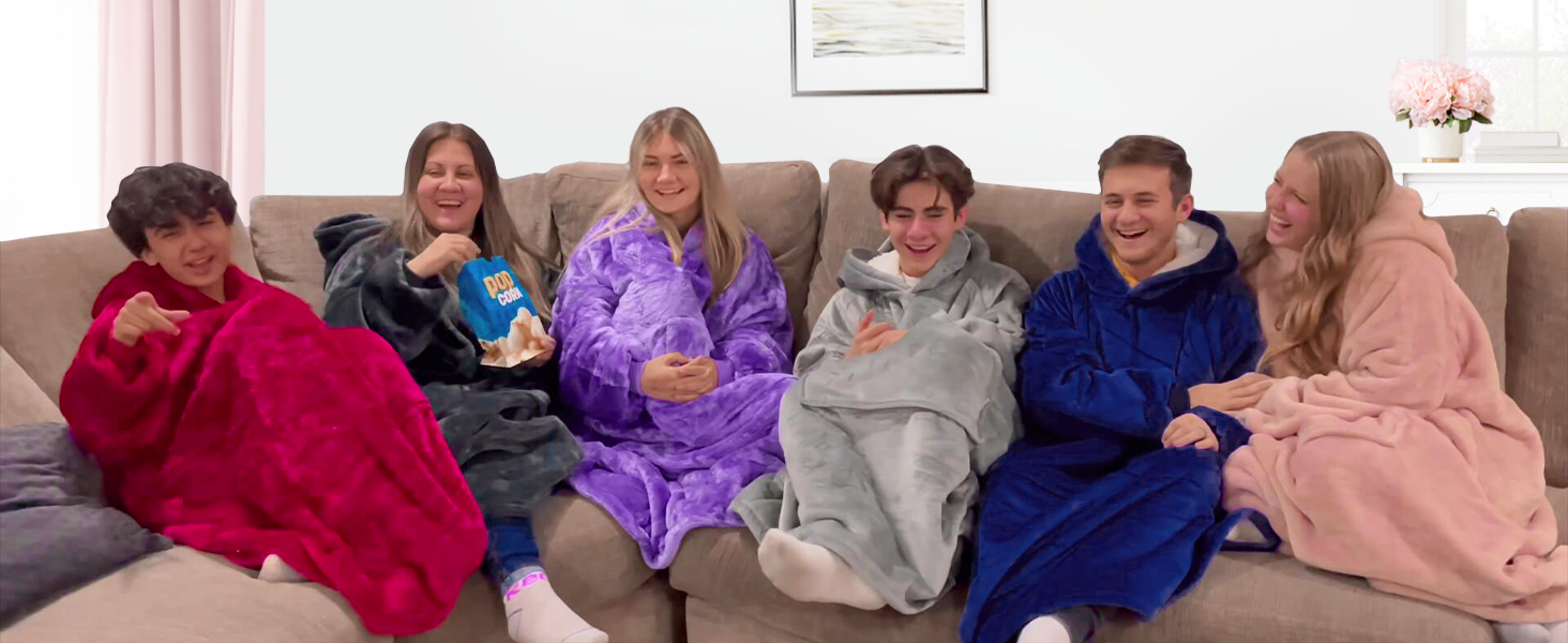 Waitu Wearable Blanket Sweatshirt Gifts for Women and Men, Warm and Cozy Giant Blanket Hoodie, Thick Flannel Blanket with Sleeves and Giant Pocket - Dark Gray