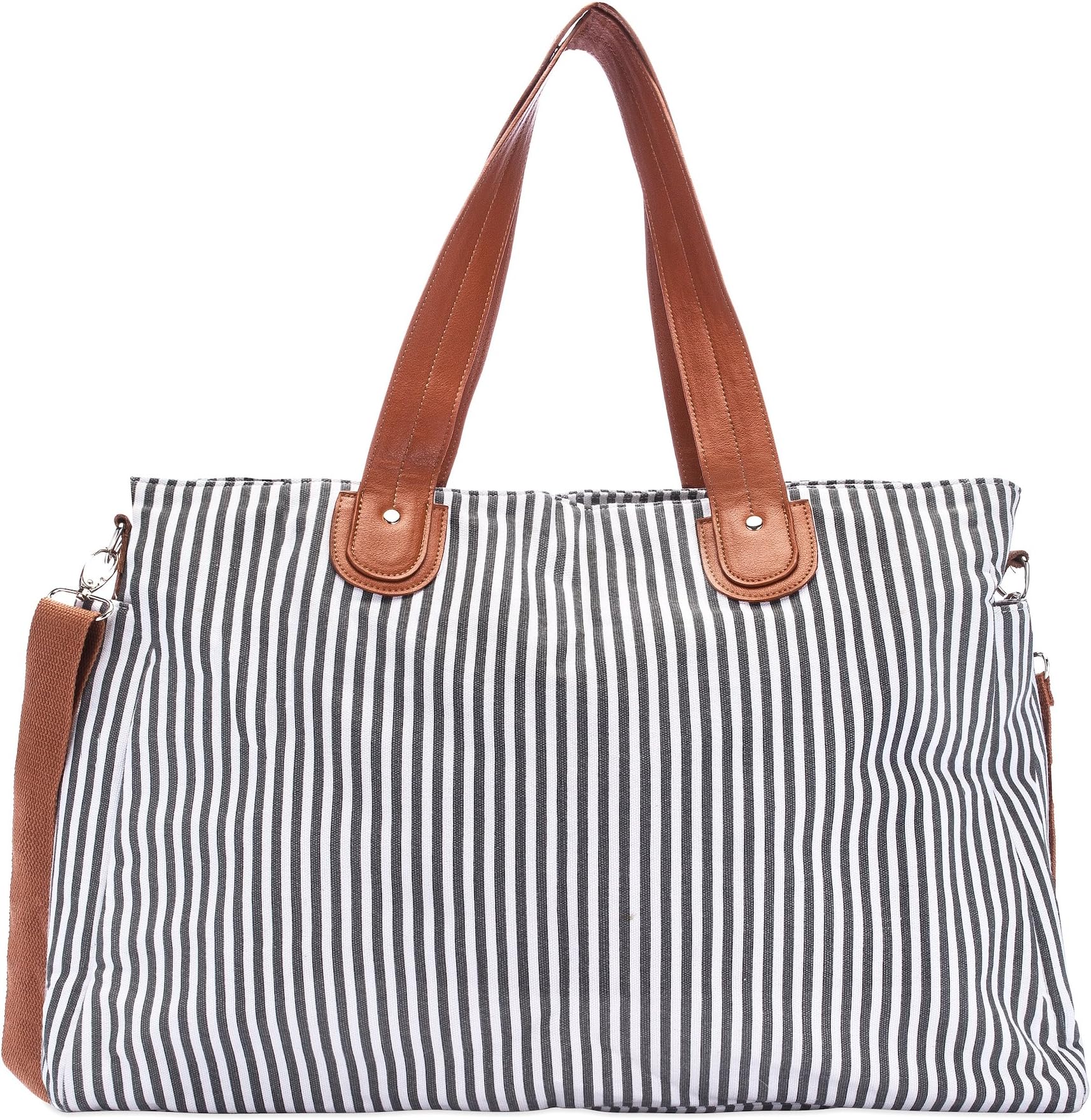 Diaper Tote by Elibag - Large Weekender Tote, Cute French Stripe Baby Diaper Bag Organizer